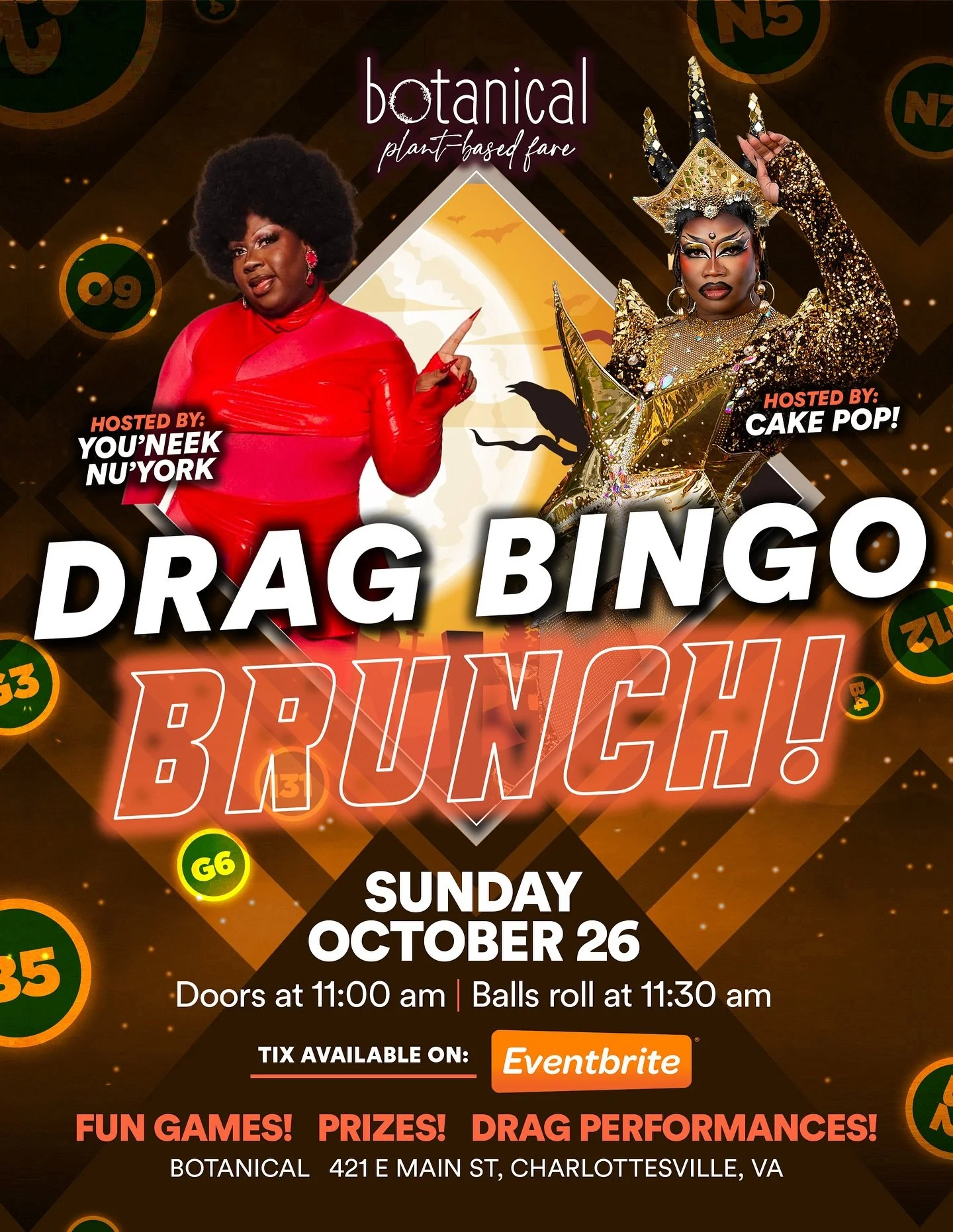 We have decided to be innovators of the brunch industry + combine our two favorite botanical drag events &mdash; we&rsquo;ve got a DRAG BINGO BRUNCH!! @cakedoesdrag is coming BACK AGAIN to Botanical. A party without CAKE is just a meeting, so make su