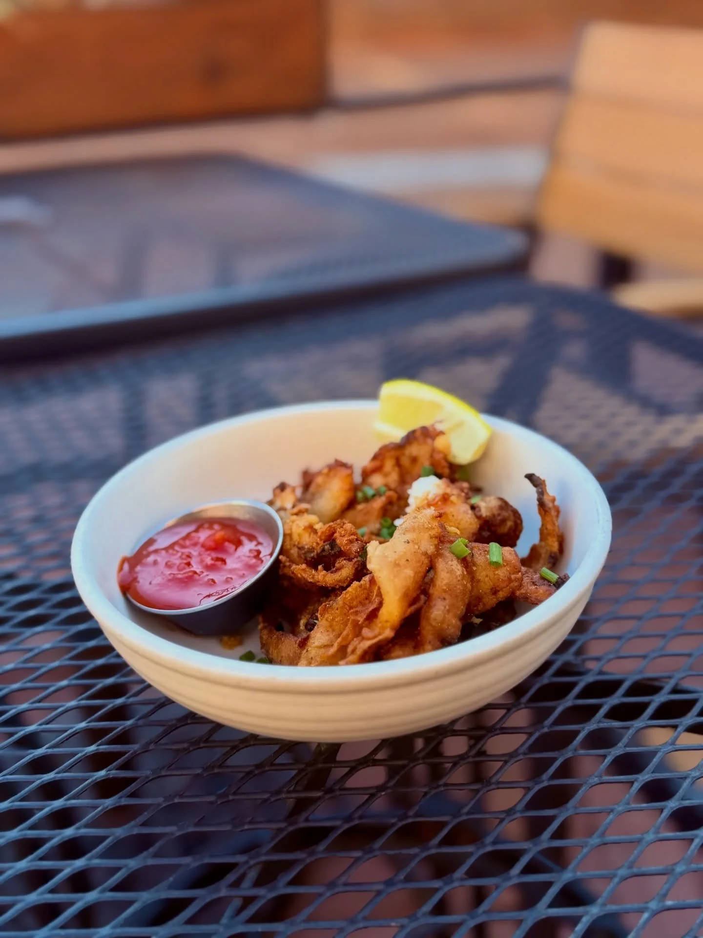 Crispy Calamari? At a vegan restaurant?? This is about as close at it gets with a natural, plant-based calamari. We make ours in-house by marinating young coconut meat 🥥 , which is then dipped into a GF batter, and then it&rsquo;s served with sides 