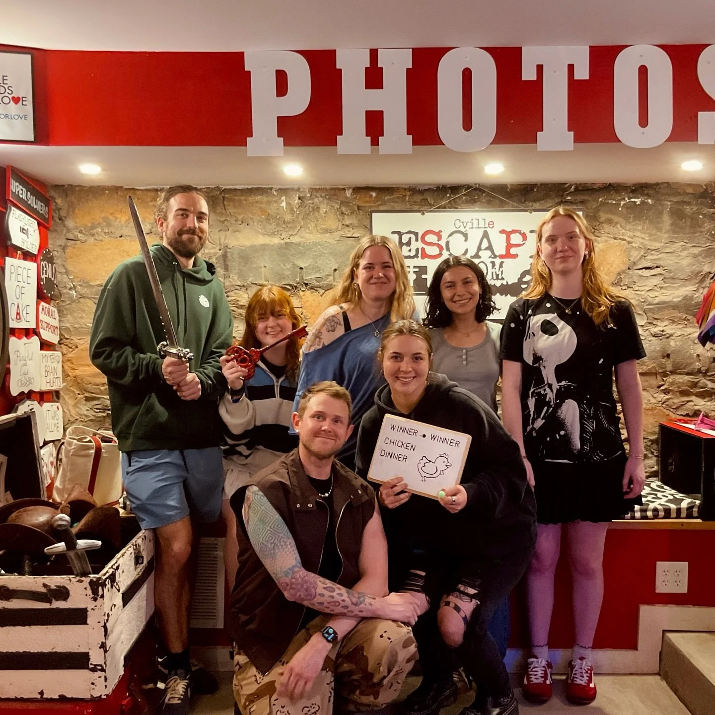 Bigggg thanks to @cvilleescaperoom for having us &mdash; we had so much fun and JUST BARELY made it out of our room in under an hour, with only 2 minutes to spare 👻 highly recommend booking a spot ASAP &amp; then again in the summer when they launch