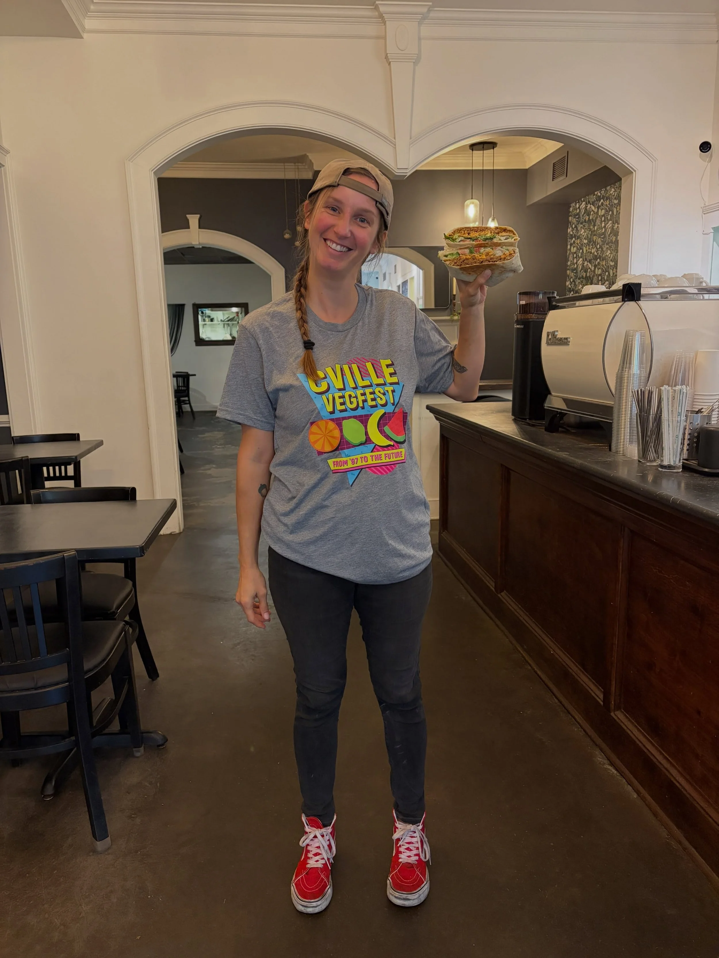 SURPRISE!!!

Thank you for making @cvillevegfest such a huge success and supporting a kinder world 🌎 

We&rsquo;ve got a few (very 90s) vegfest shirts leftover if you missed it at the festival and for TODAY ONLY (until we run out) we will be making 