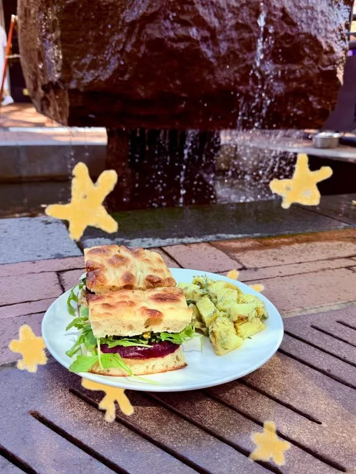 Our fall menu live &amp; in color! 

Roasted Beet Focaccia, Lasagna Bowl, Harvest Chili + Cornbread, Pumpkin Chai Spice Latte, Baba Ganoush, Spring Rolls, &amp; Broccoli Cheddar Soup.
