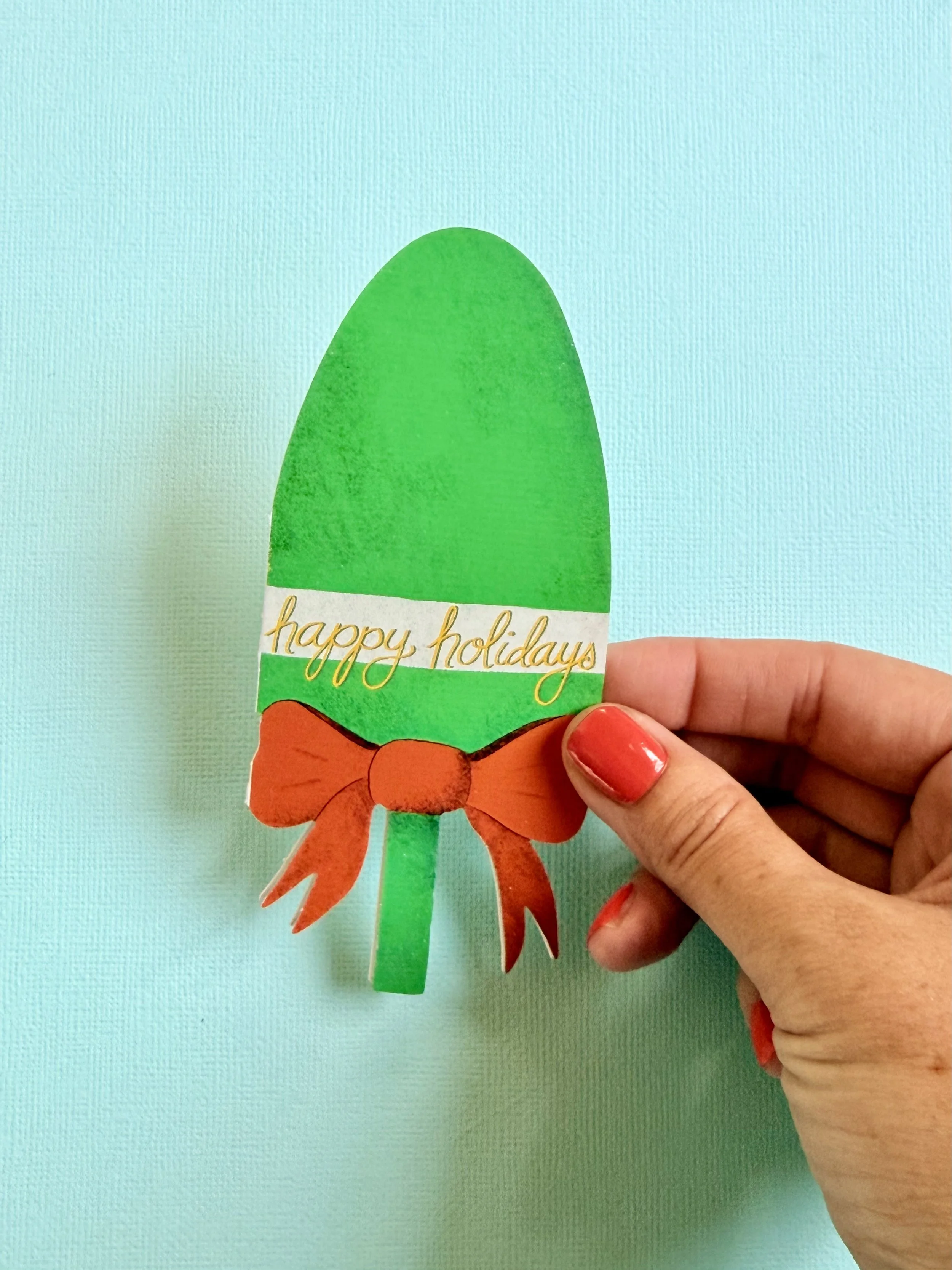 Maine Holiday Buoy Die-Cut Greeting Card