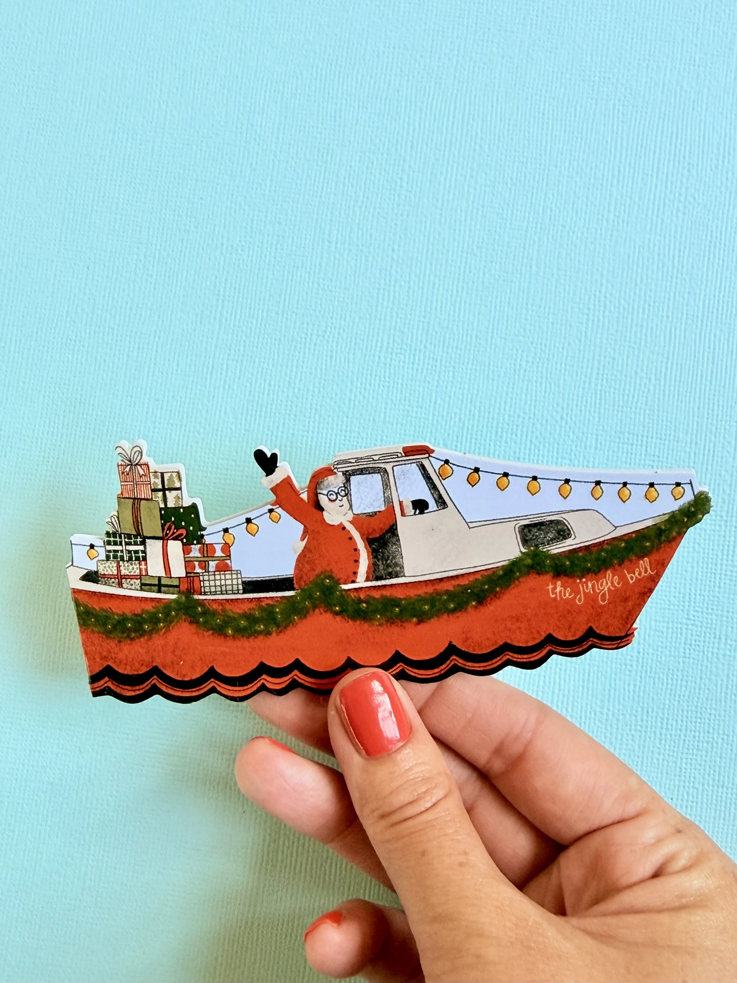 Lobsterman Santa Die-Cut Greeting Card