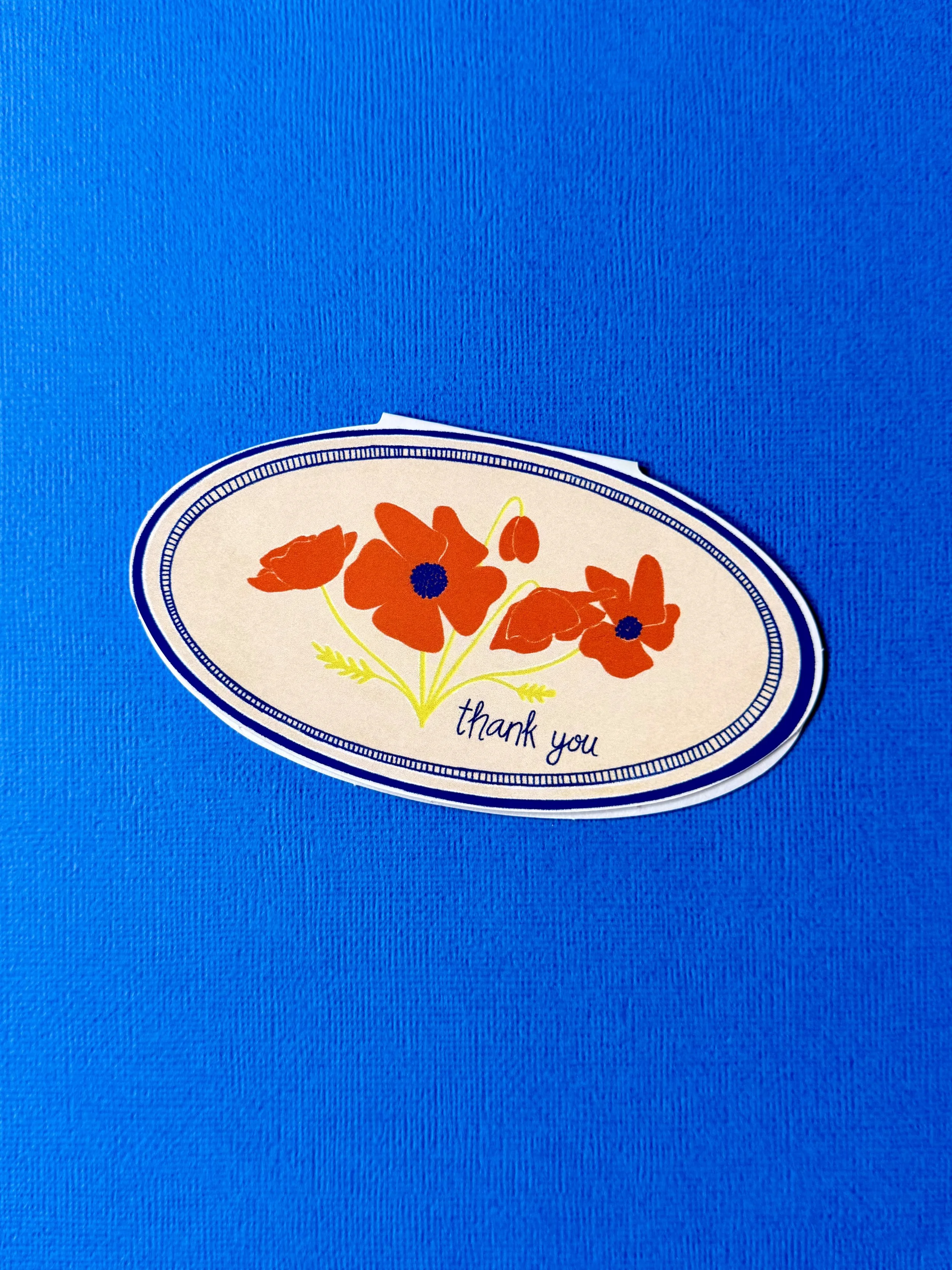 Vintage Poppy Brooch Die-Cut Greeting Card