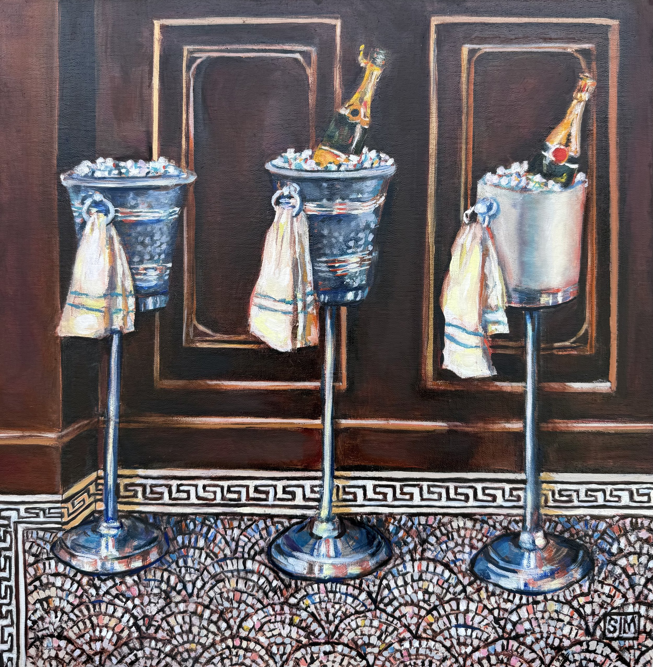 The Third Bottle 16x16 oil on linen panel