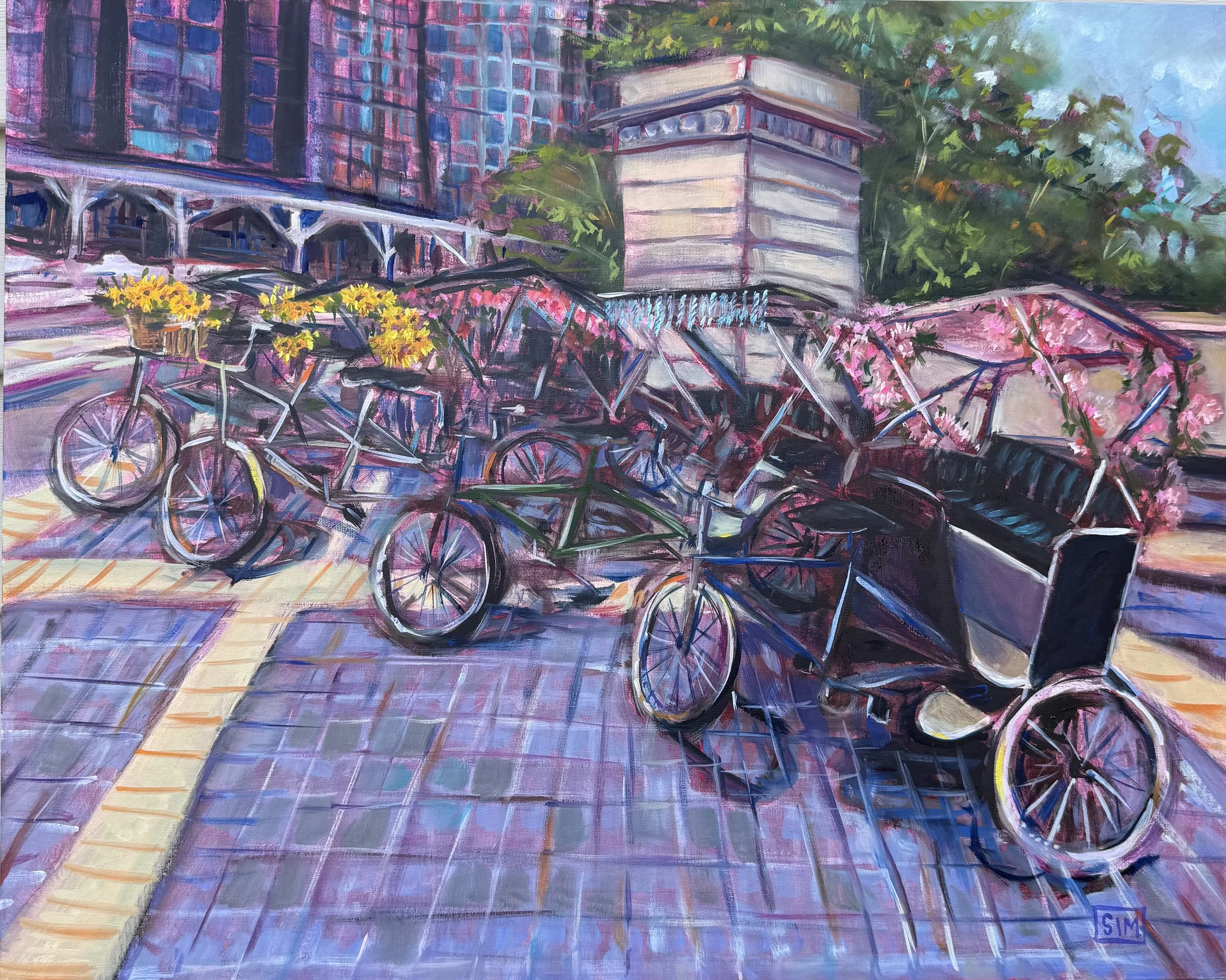 Pedicab Junction 20x16 oil on linen panel