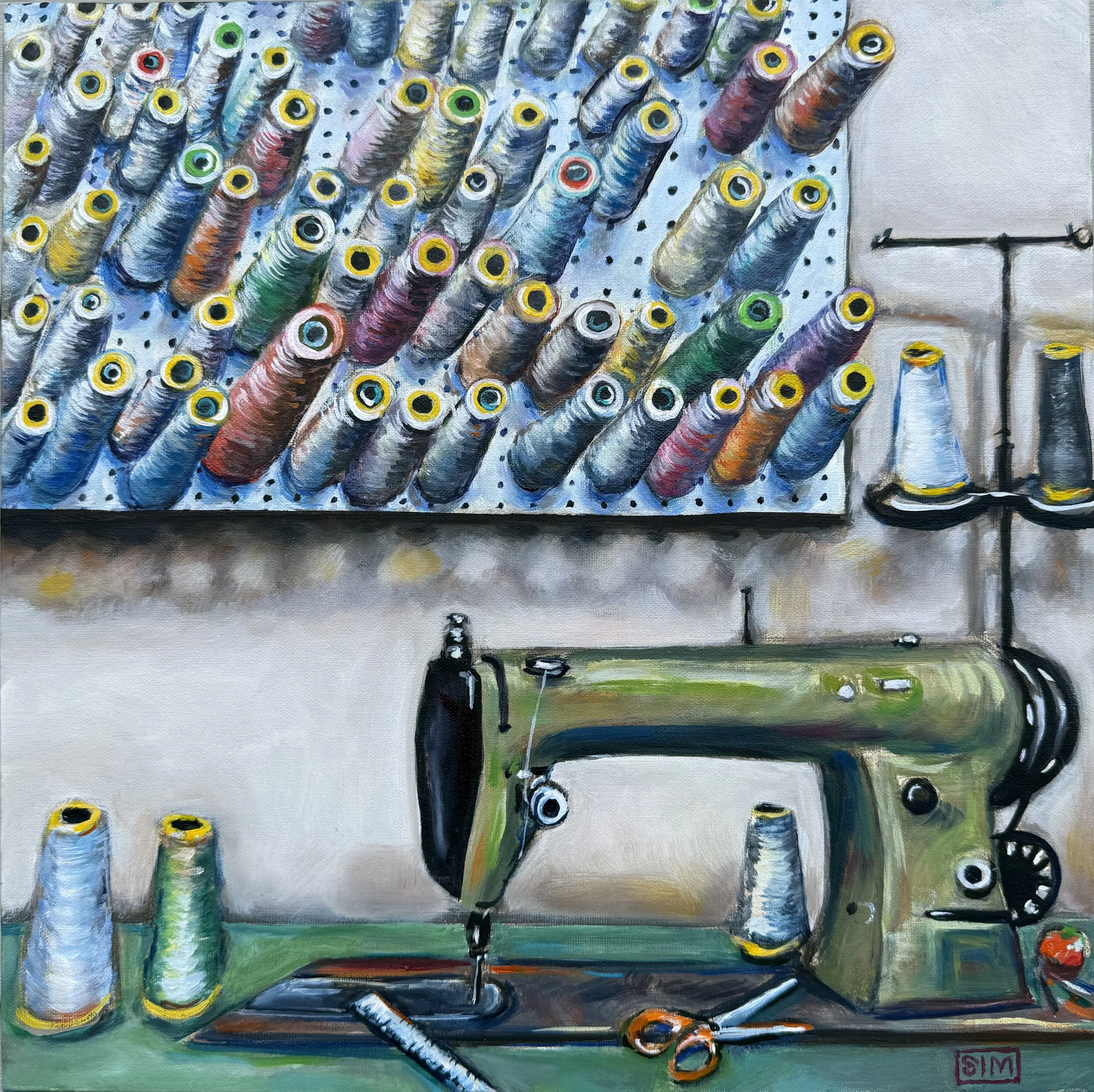 Tailor's Threads 12x12 oil on linen panel