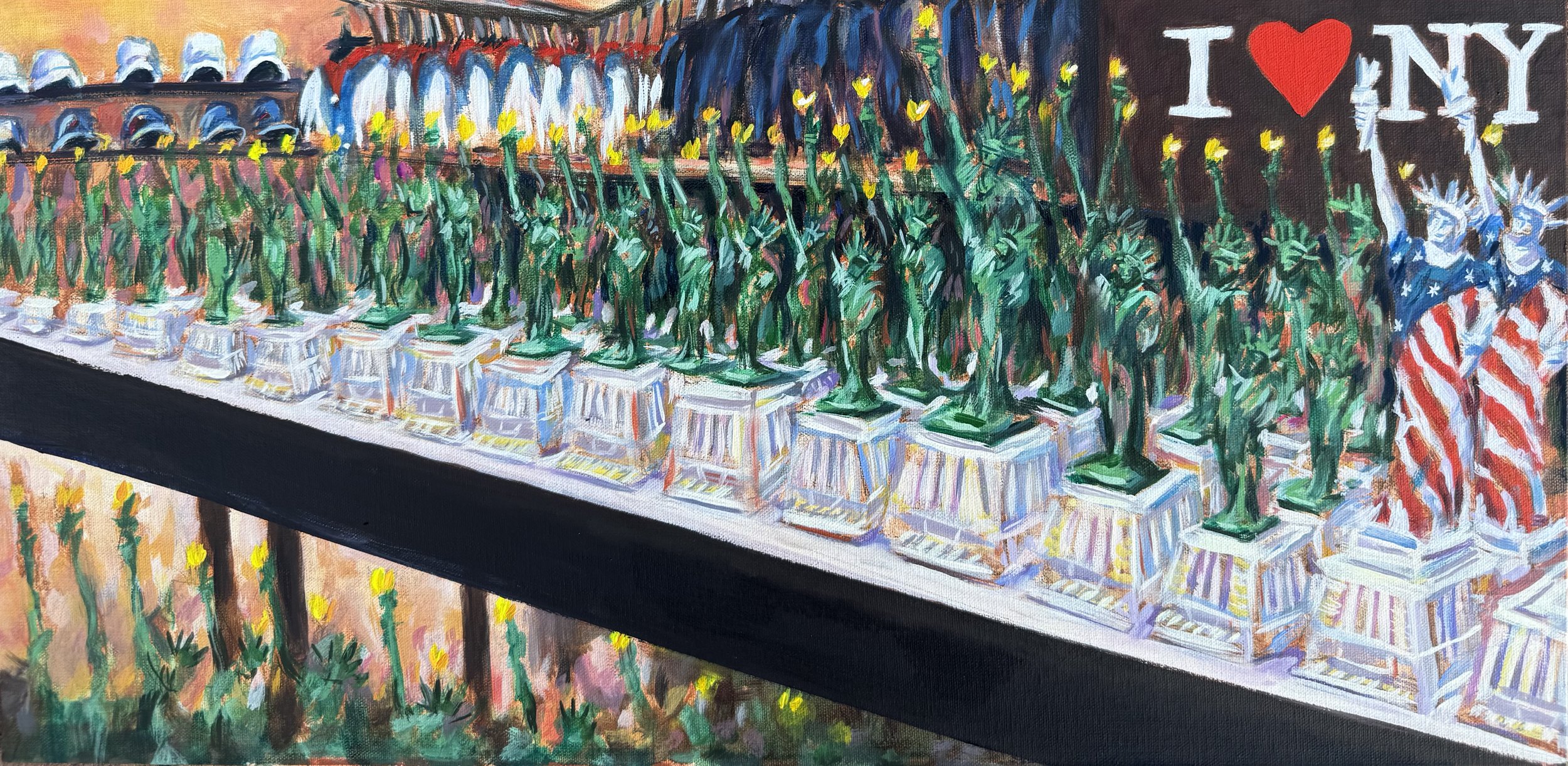 Souvenir Row 20x10 oil on linen panel