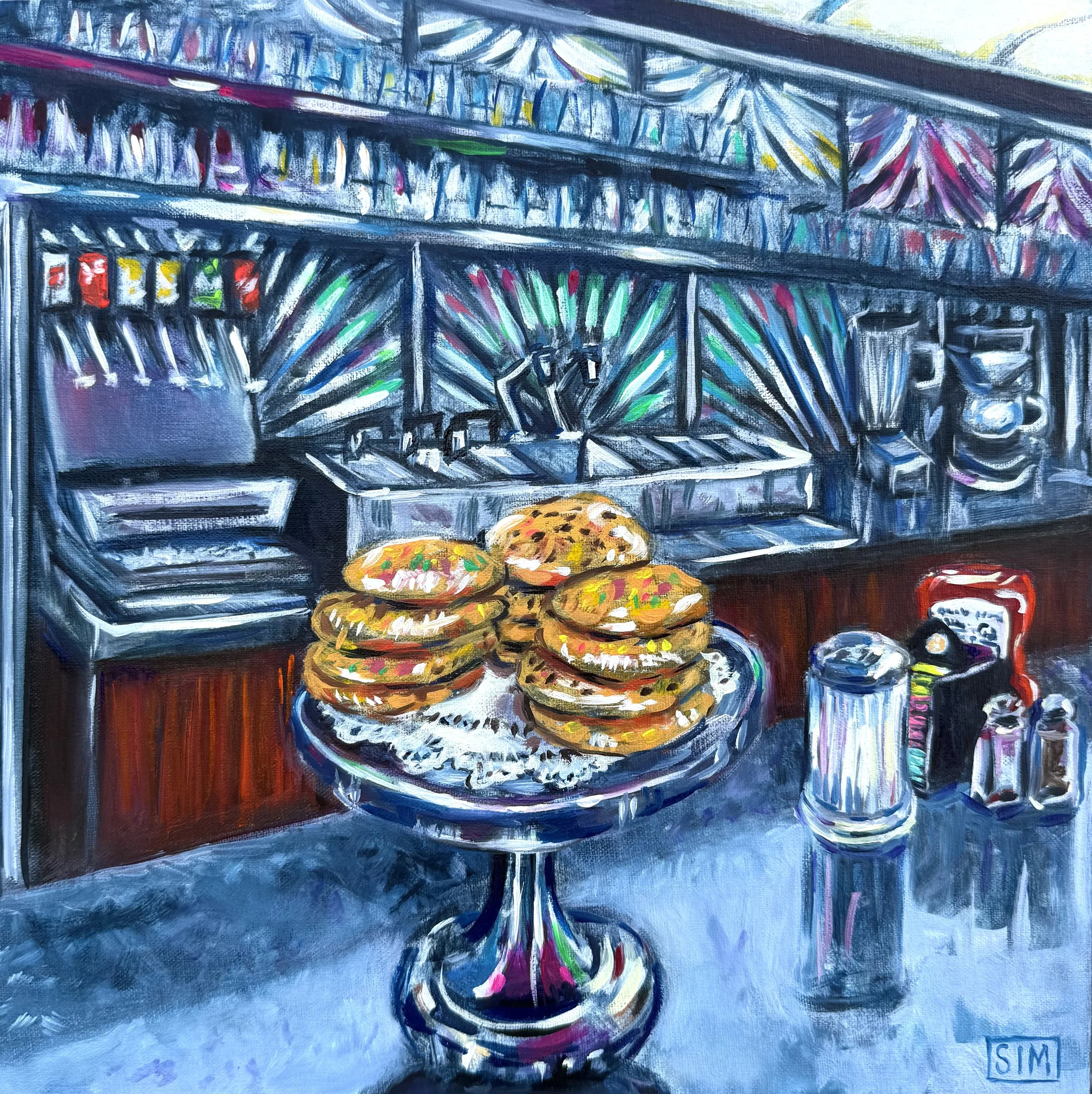 On Parade Diner 12x12 oil on linen panel