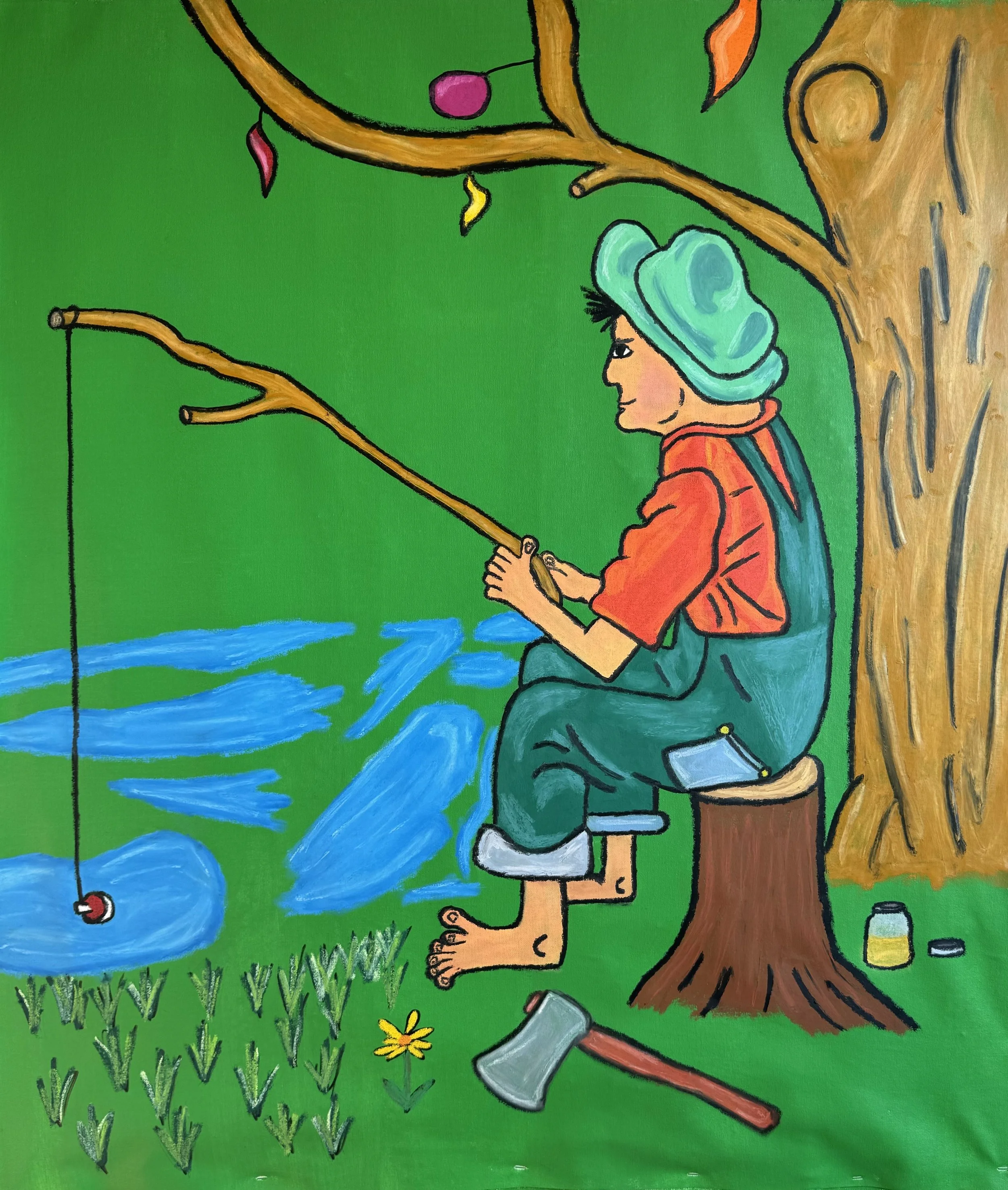 Great Place To Build A Costco,2025. Acrylic and Oil Pastel / Canvas 45.5 Inches by 38.5 Inches 