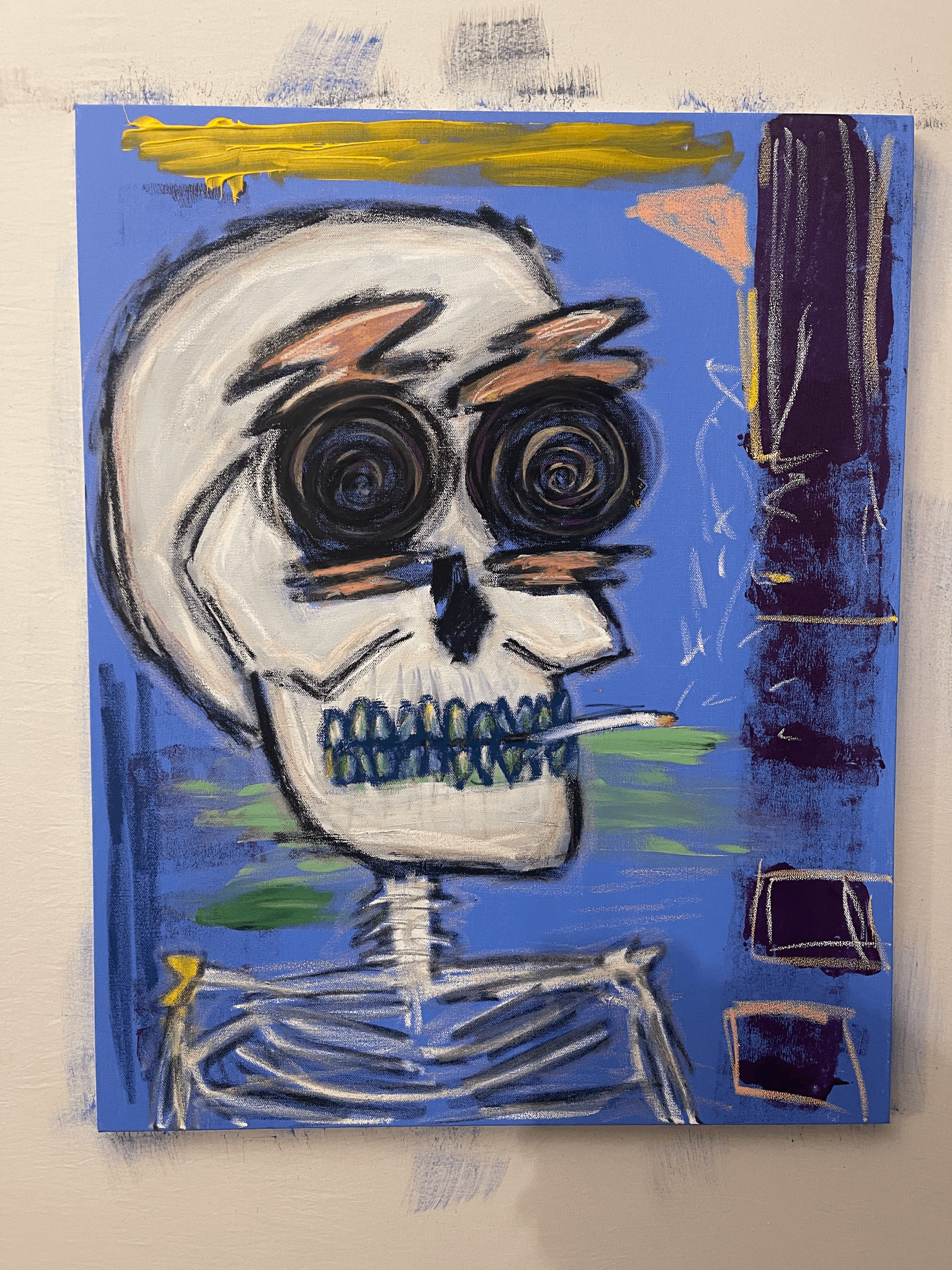 skeleton and cigarette print