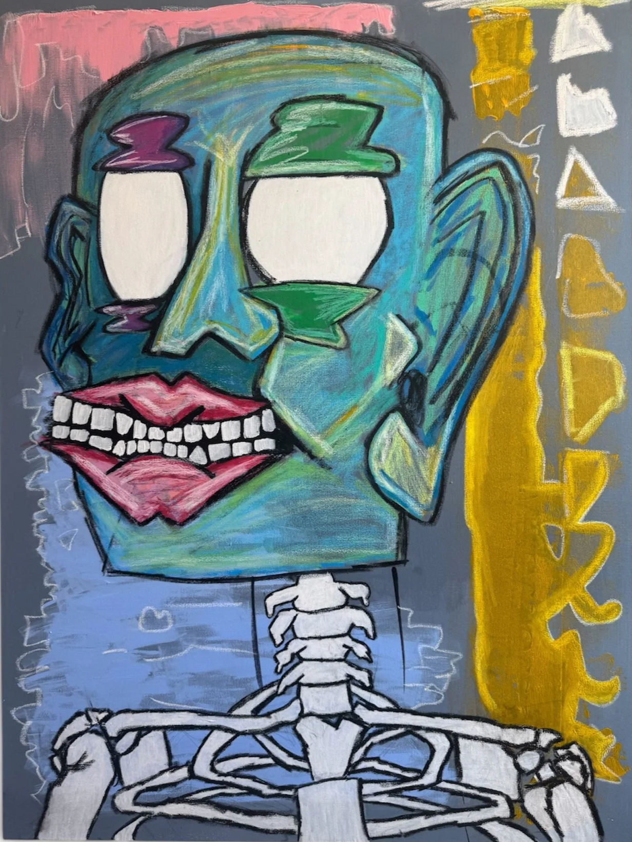 Seen Better Nights,2023. Acrylic, Oil Pastel/ Canvas 36 Inches by 48 Inches 