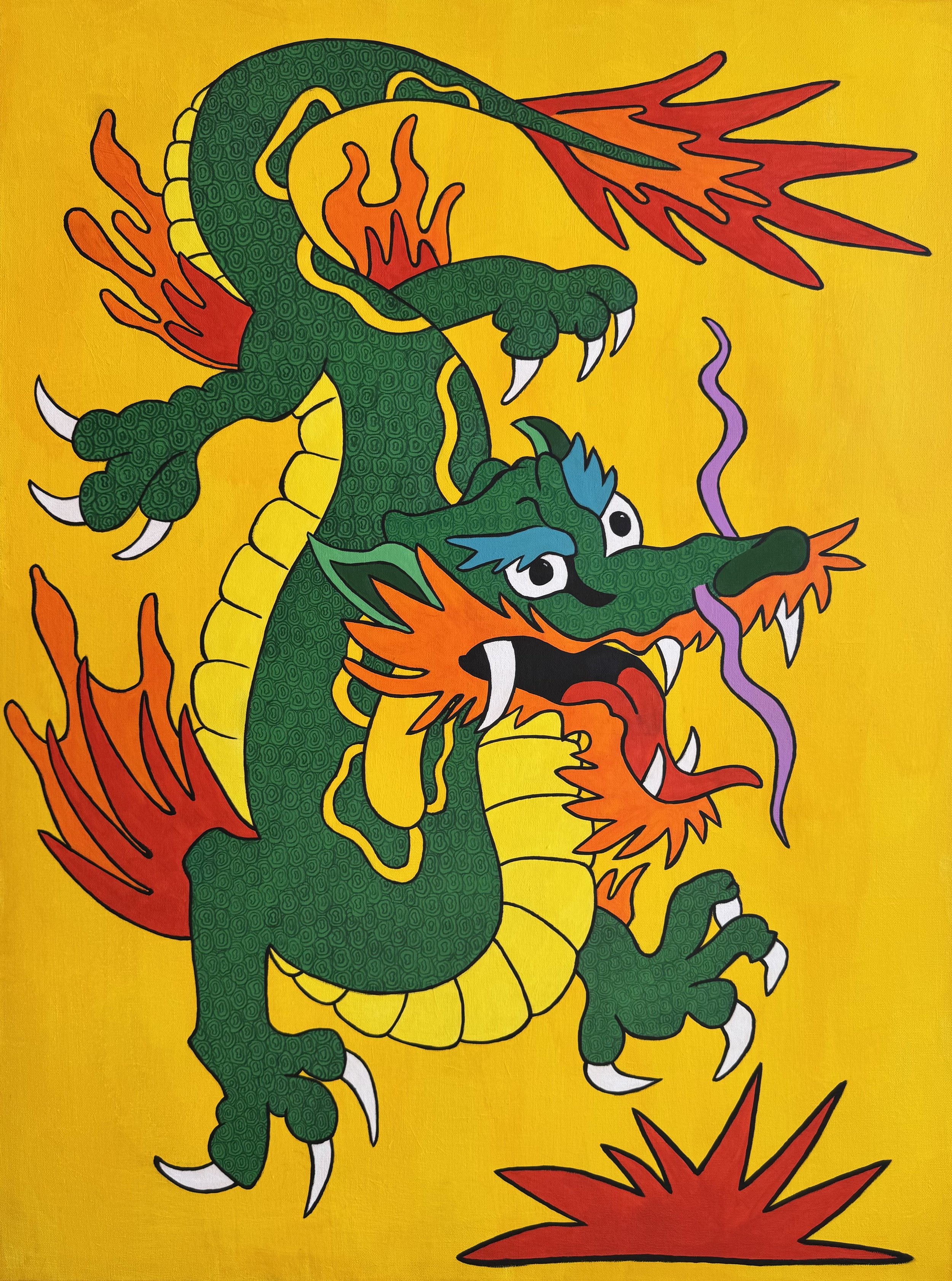 Fire Lizard, 2026. Acrylic / Canvas 30 Inches by 40 Inches 