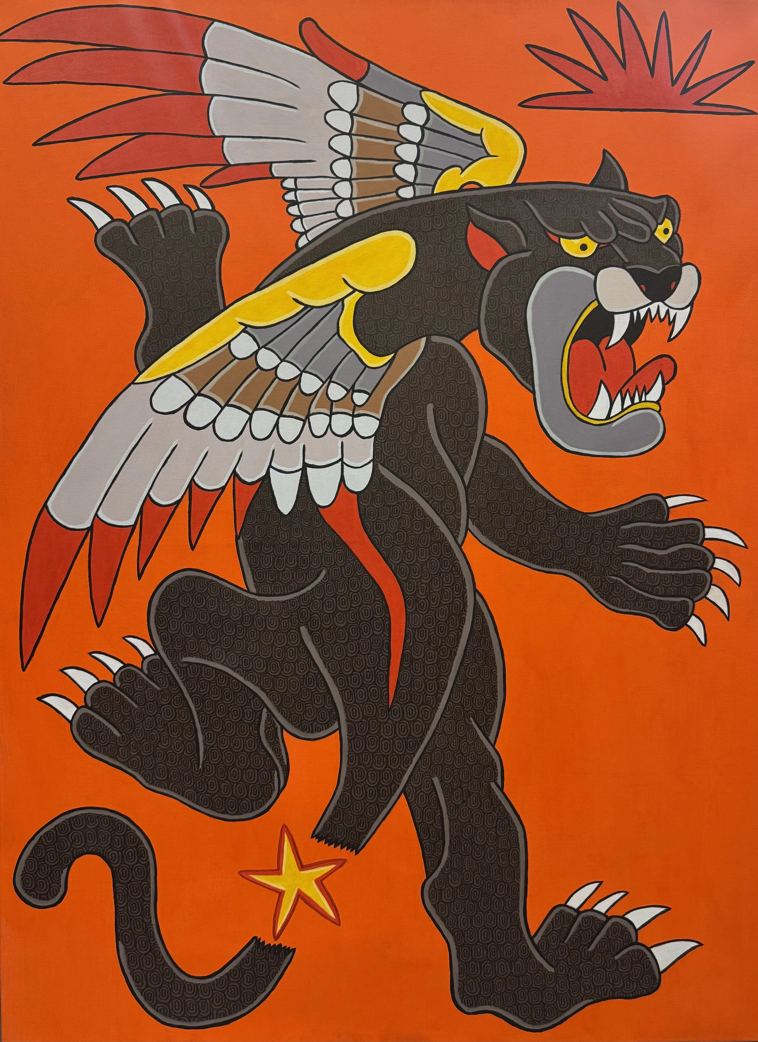Flying Panther, 2026. Acrylic / Canvas 30 Inches by 40 Inches 