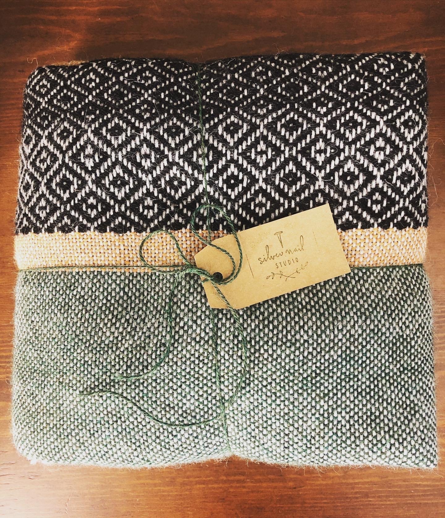 blackandgreenhandwovenalpacablanket.JPG