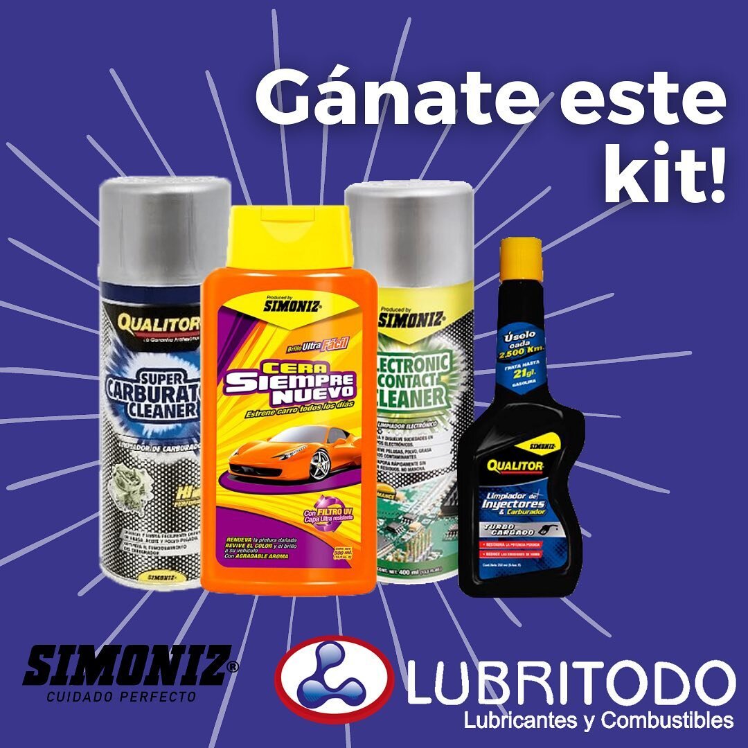 Participa por este kit Simoniz que contiene:

Limpia Carburador
Limpia Inyectores
Limpiador Electr&oacute;nico 
Siempre Nuevo

Por cada cambio de aceite recibes un c&oacute;digo para llenar el formulario. El ganador ser&aacute; anunciado el 15 de Mar