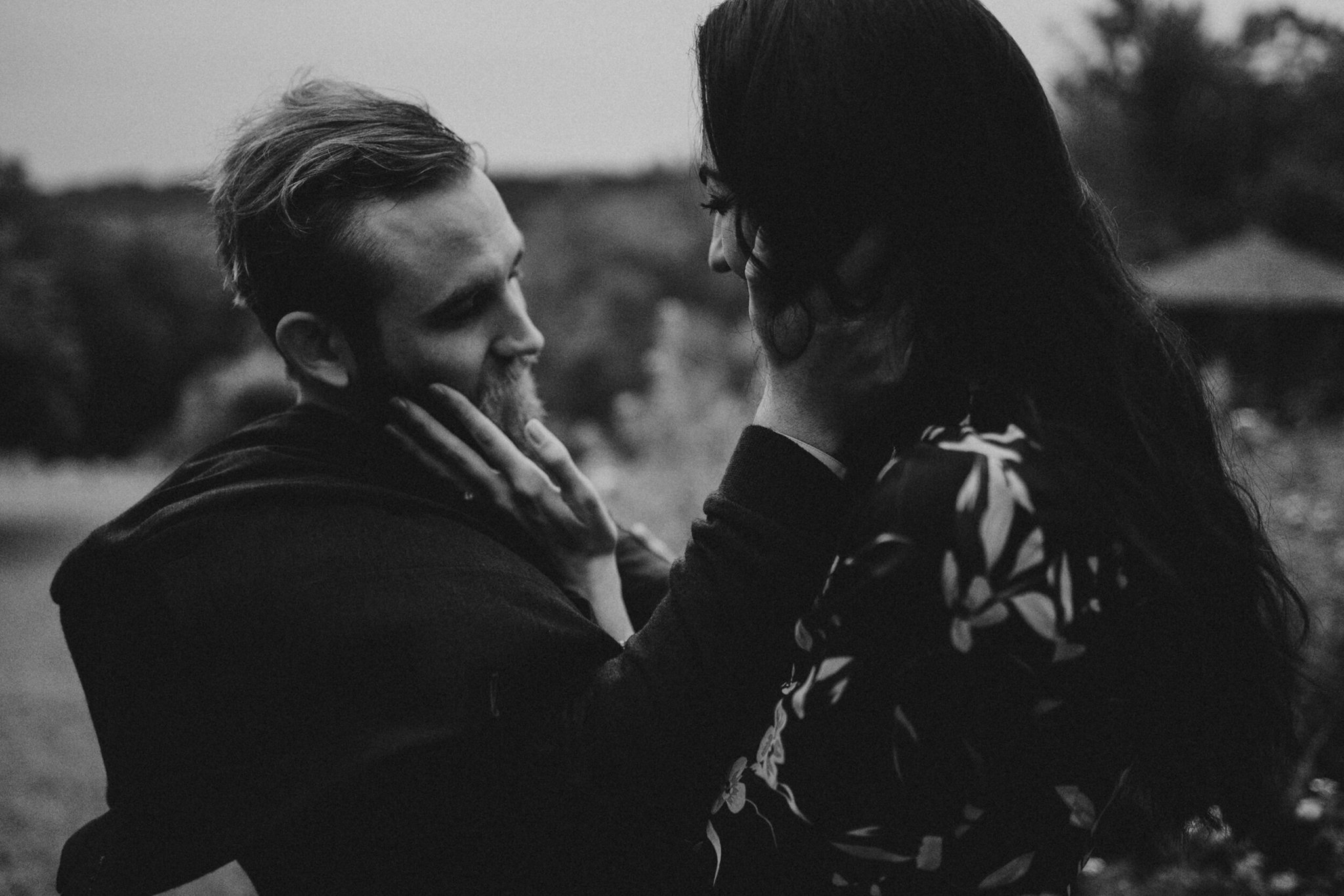 Outdoor Black and white engagement Portrait.jpeg