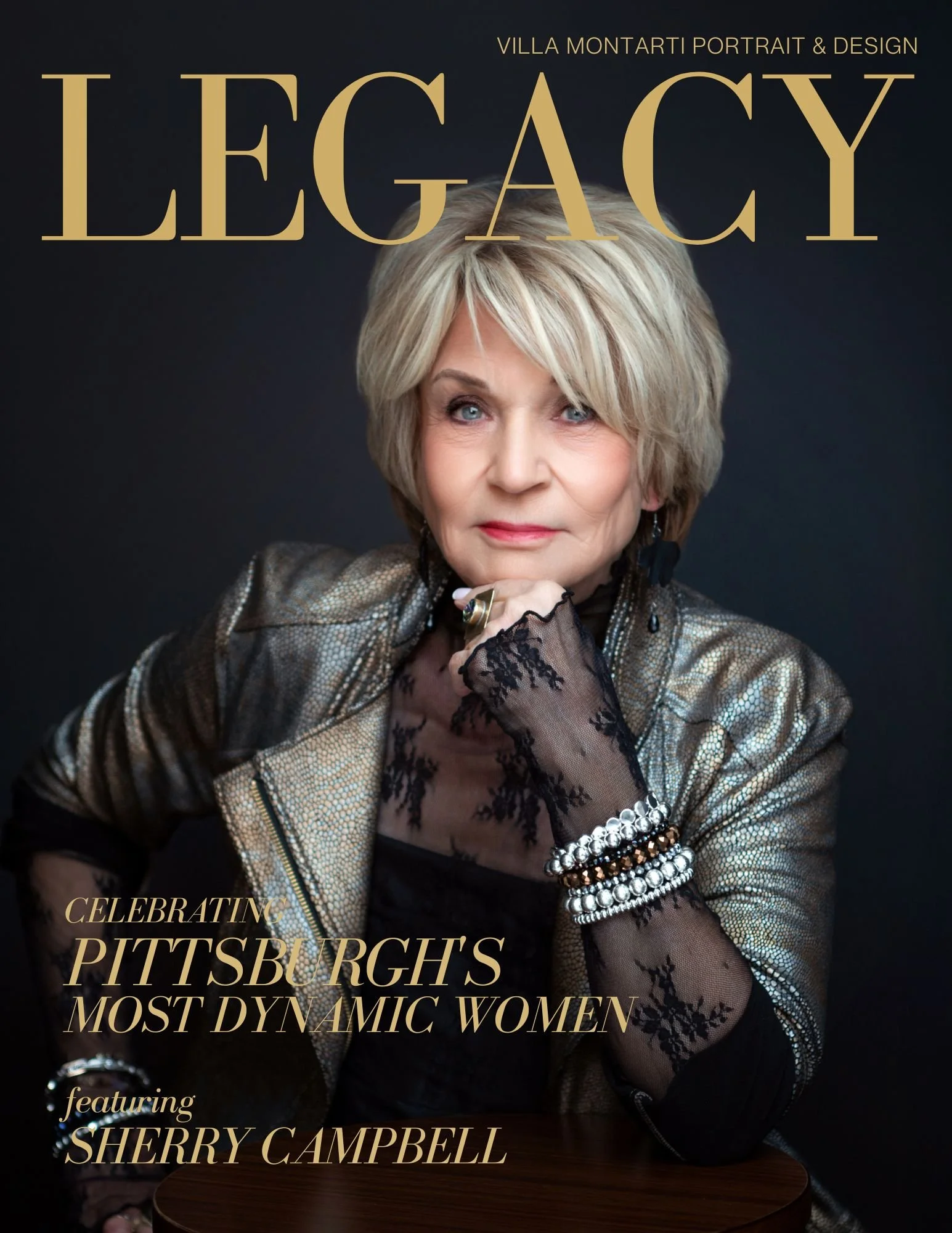 Iconic portrait of Sherry, radiating strength, confidence, and personality in a studio setting