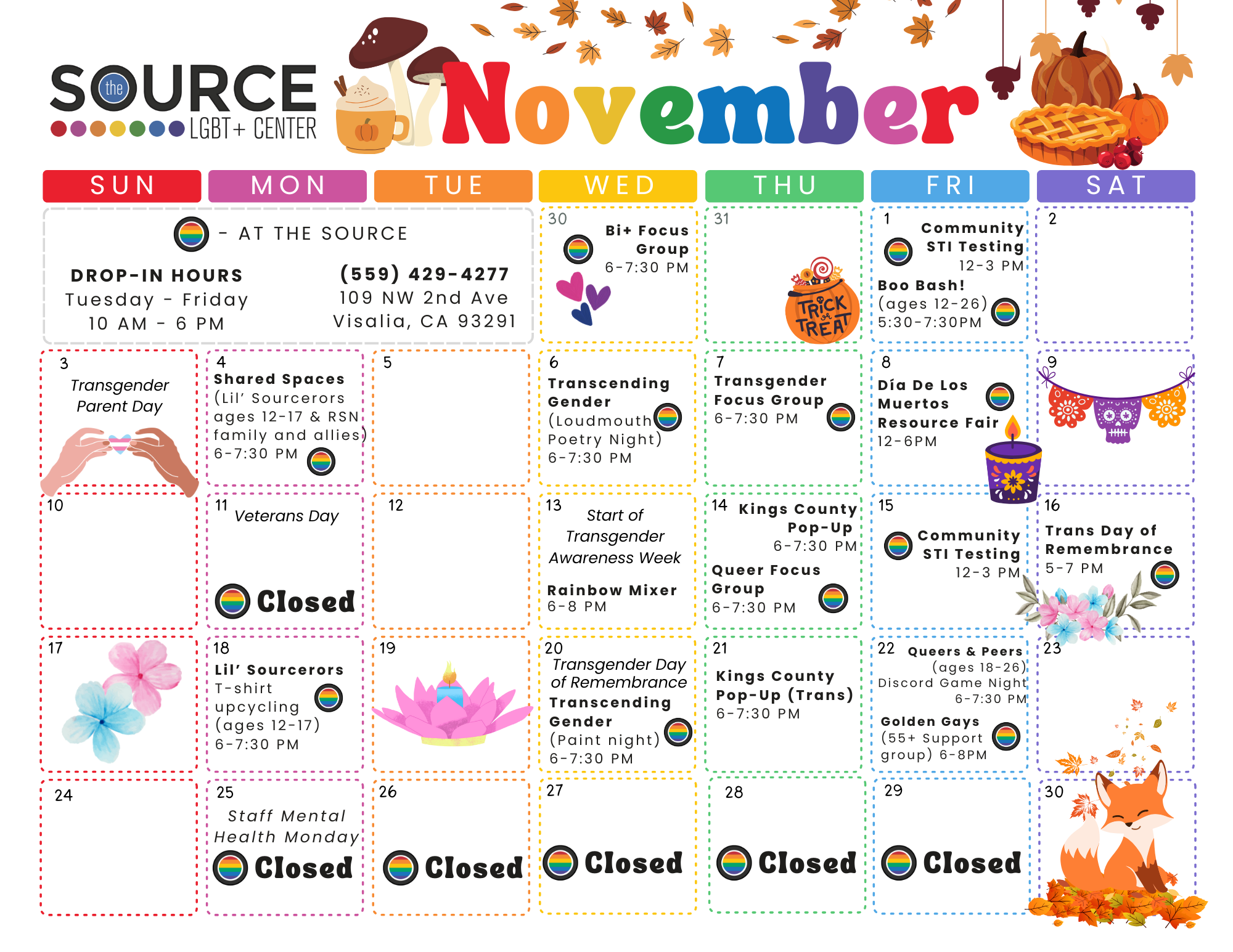 November 2024 Programs Calendar for The Source LGBT+ Center. For an accessible digital calendar, please visit thesourcelgbt.org/calendar.