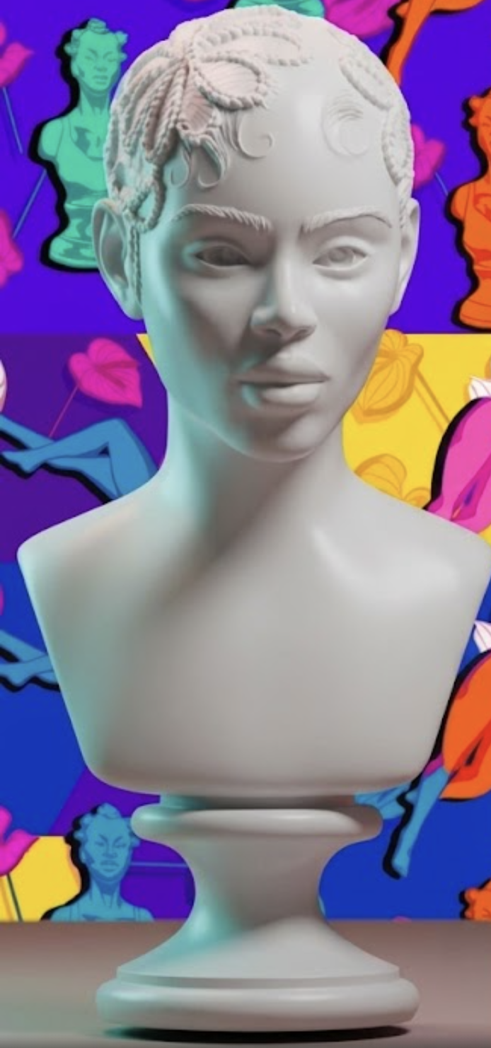 SUMMER BADDIE FLOWER CORNROW  BUST SCULPTURE