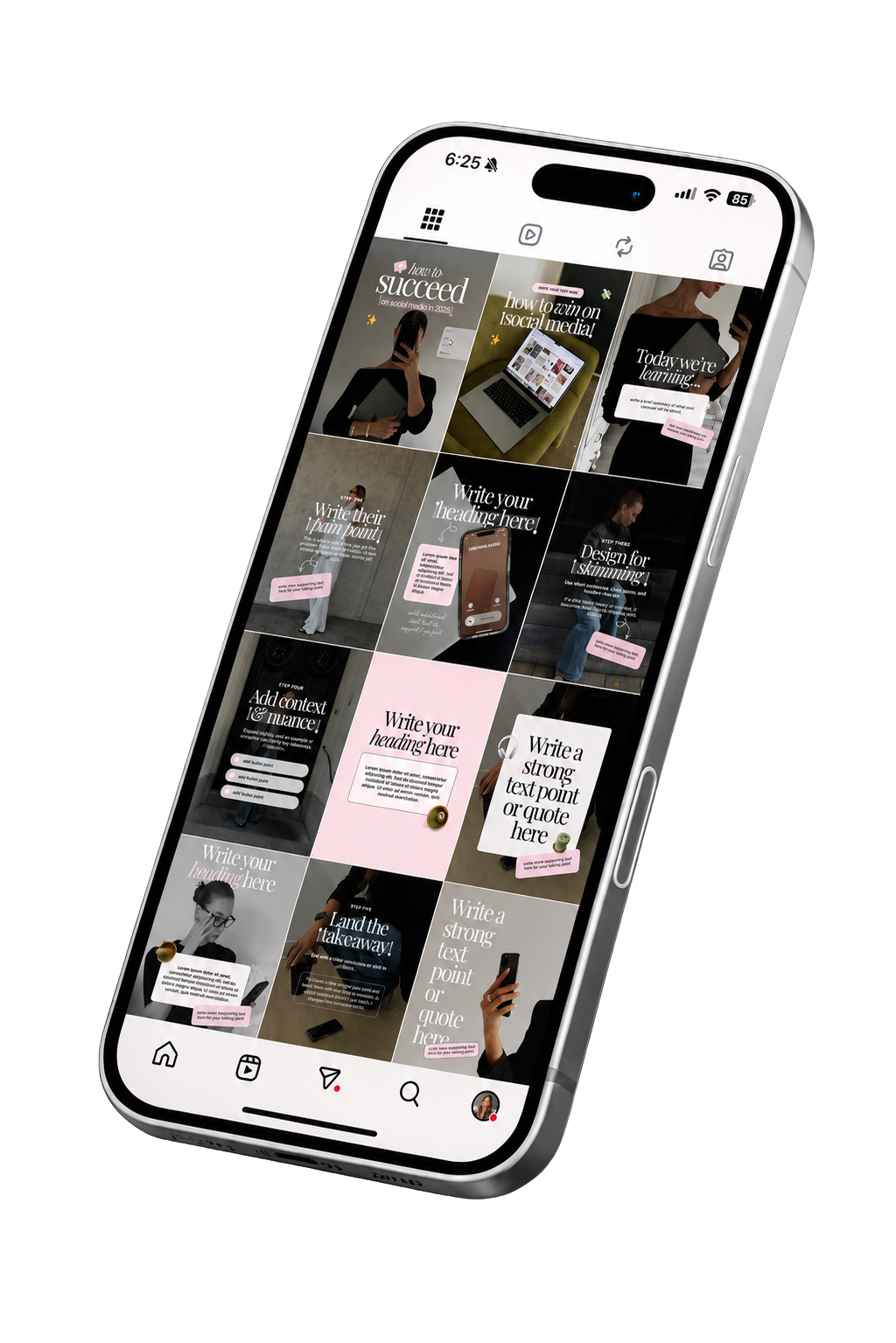 Instagram feed template mockup
