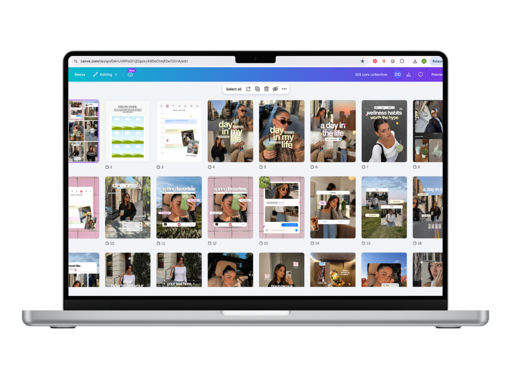Laptop showing template library