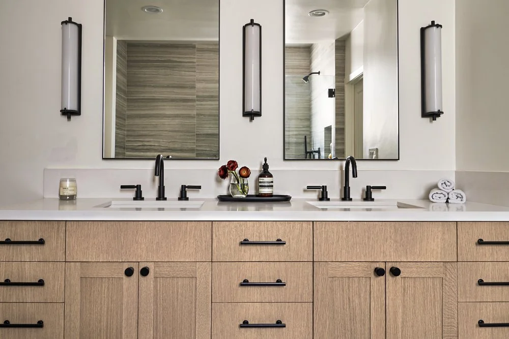 Primary bath interior design and remodel in Studio City. Top Los Angeles Interior Design