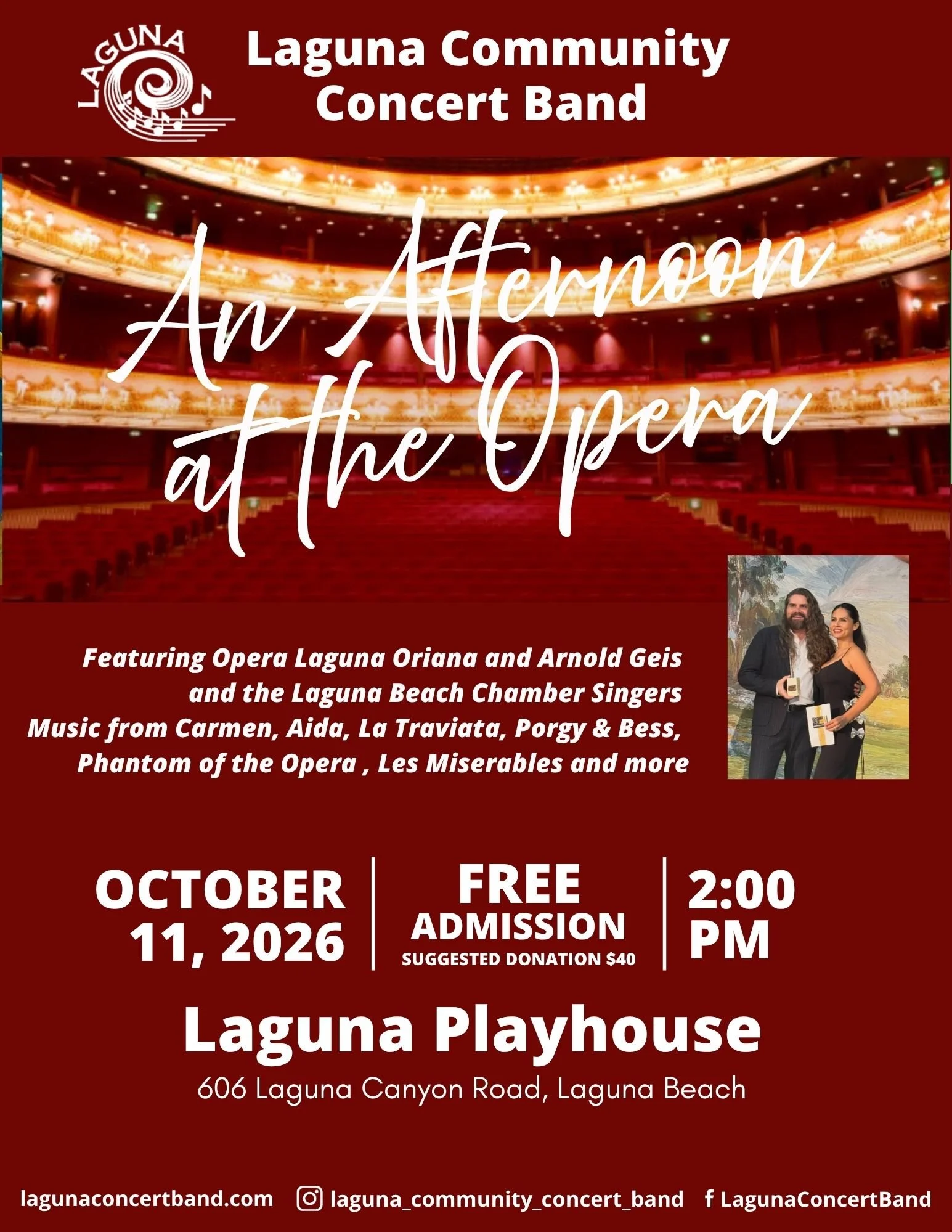 An Afternoon at the Opera - Concert Band October 11, 2026 2:00 PM