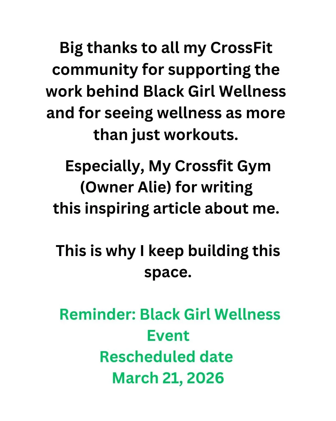 Thanks for all your help! Also there are spots available if you would like to attend. #blackgirlwellnessevent #blackownedbusinesses #crossfit #happilythick
