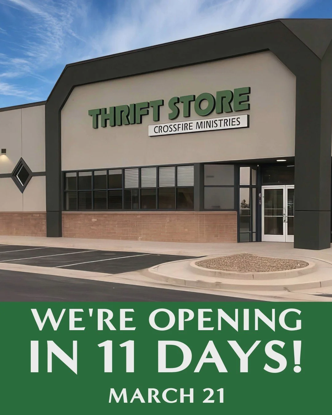 Opening in 11 days. We still need you. Crossfire Thrift is almost here, and we need volunteers:

Retail Floor
Create a welcoming experience for guests.

Processing and Receiving
Sort, organize, and prepare inventory.

Volunteer details:
📅 Fridays an