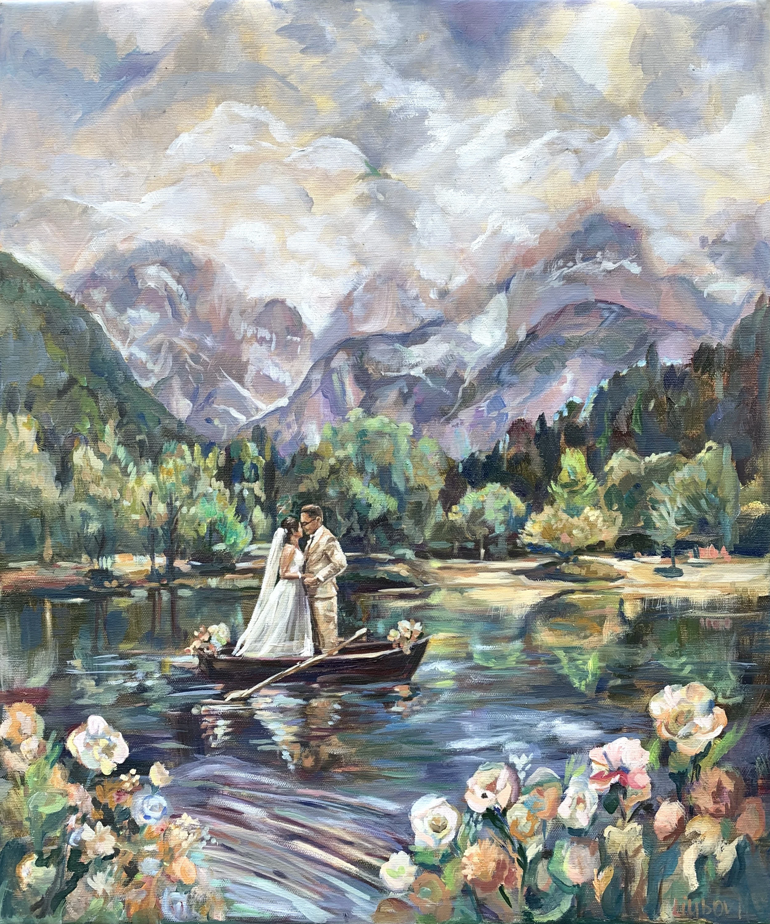 Live Wedding painting in beautiful places Slovenia
