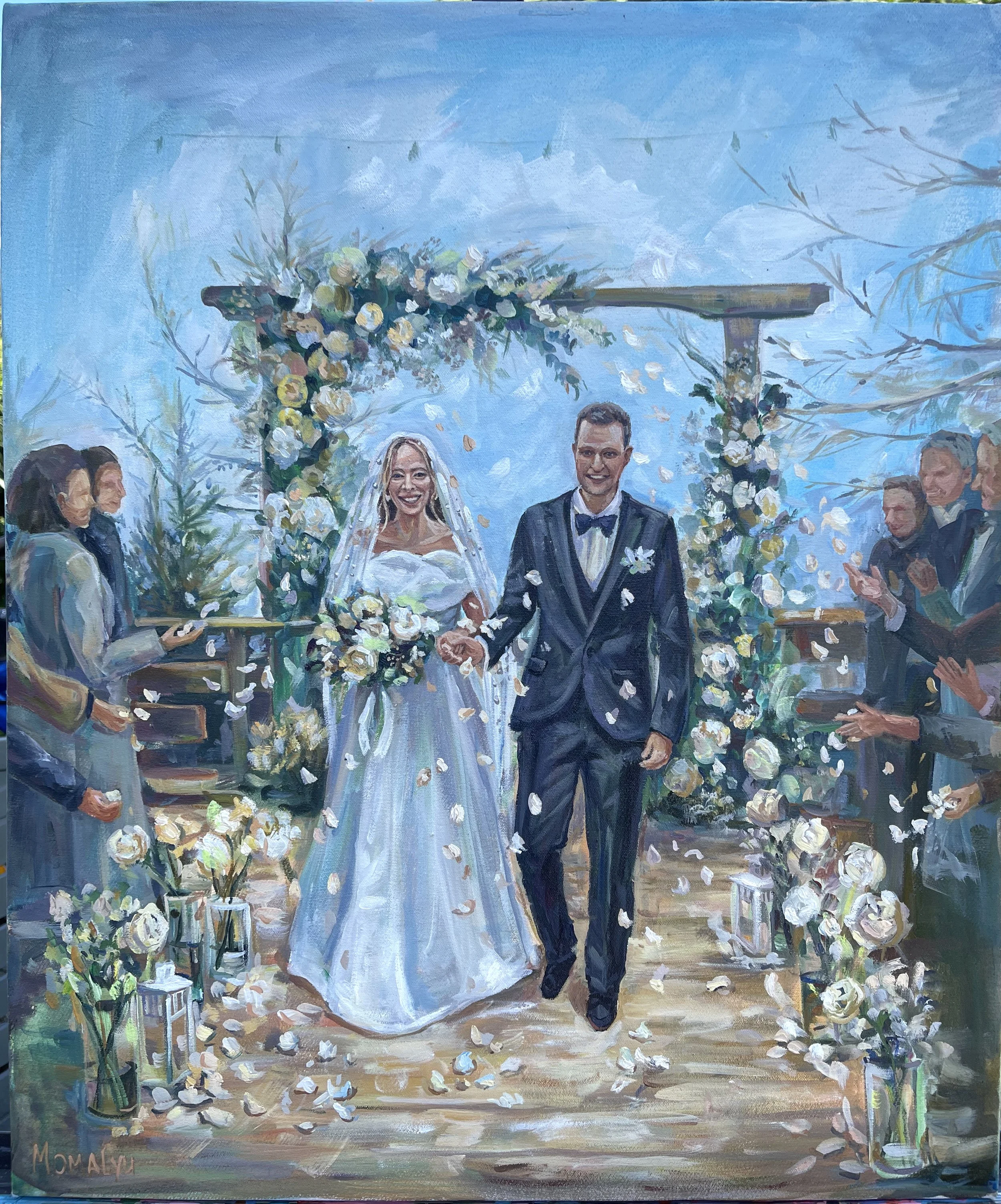 custom painting as a gift for newly married couple. 60-50 cm