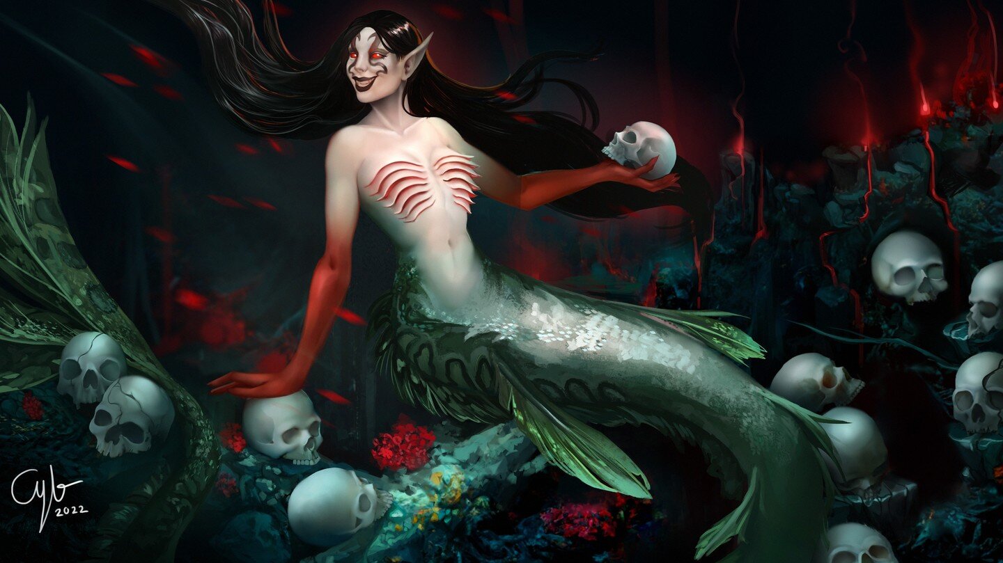 Kaimana, Mistress of the Deep (2022).
&bull;
#illustrator #illustration #mermaid #mermaidart #darkfantasy #fantasy #fantasyart #fantasyillustration