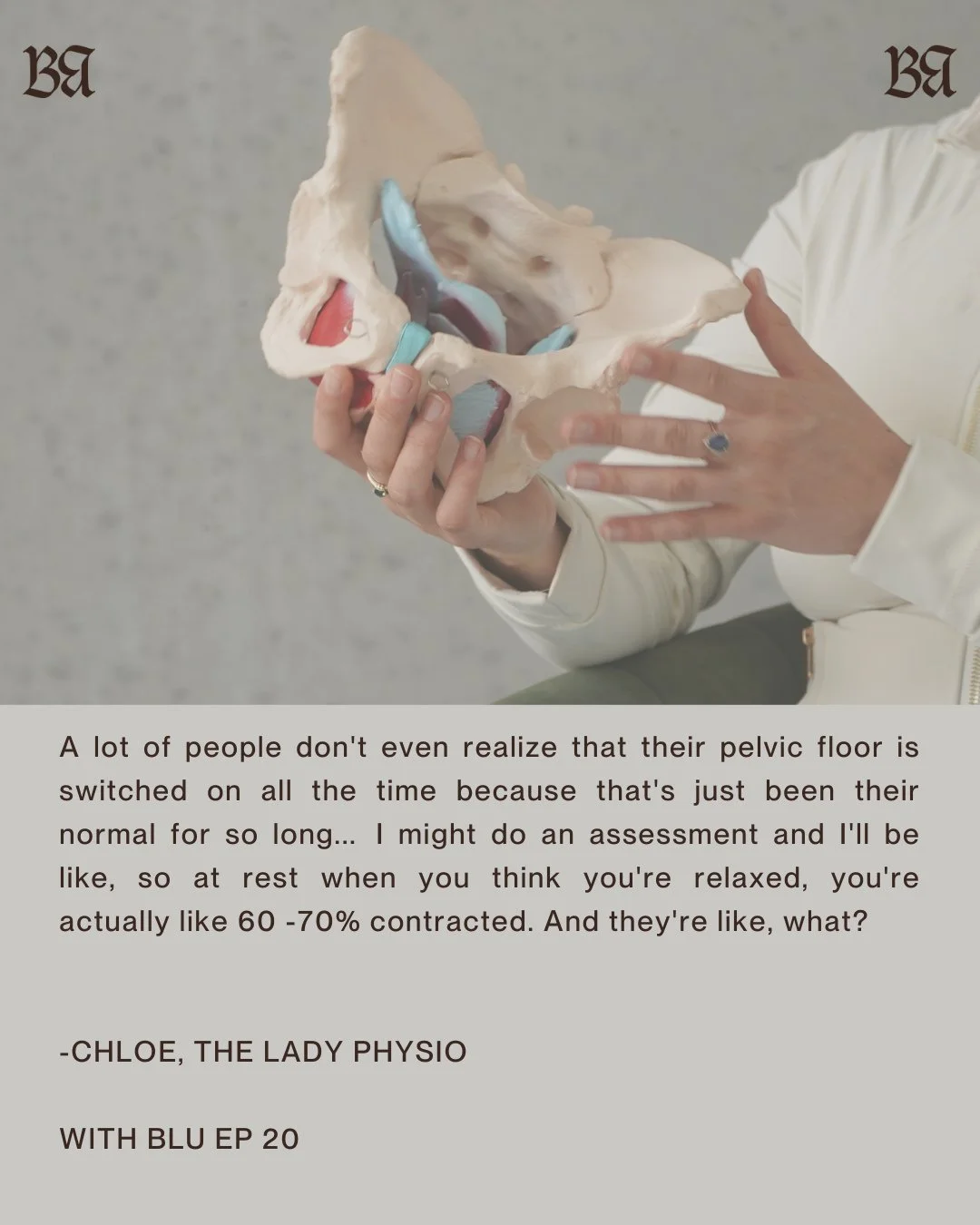 Do you understand what your pelvic floor is telling you ? Chloe from @the.lady.physio unpacks it all for us in ur most recent episode of With Blu. ⁠
Listen wherever you get your podcasts !