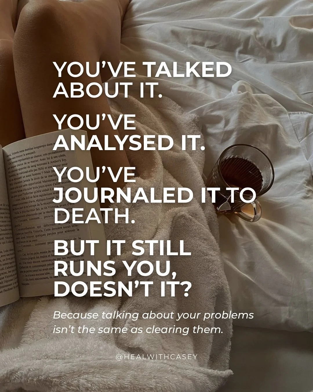 You can spend years talking about your patterns- with your therapist, your journal, or your friends over wine and still find yourself doing the exact same thing at 8pm. 

Because the part of you that&rsquo;s reaching for food isn&rsquo;t logical, it&