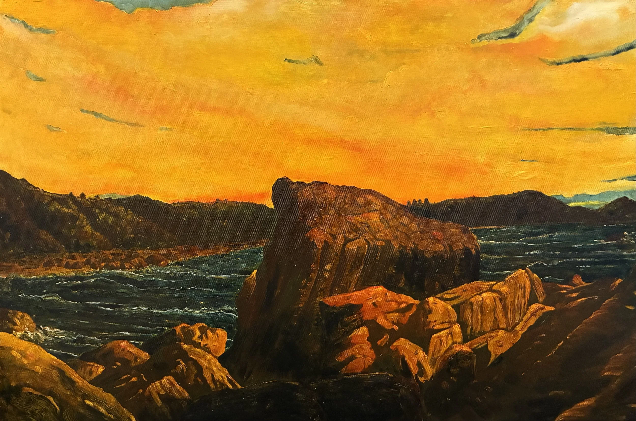 Red Sunset, Shelley Beach, , oil on canvas, 41x61cm