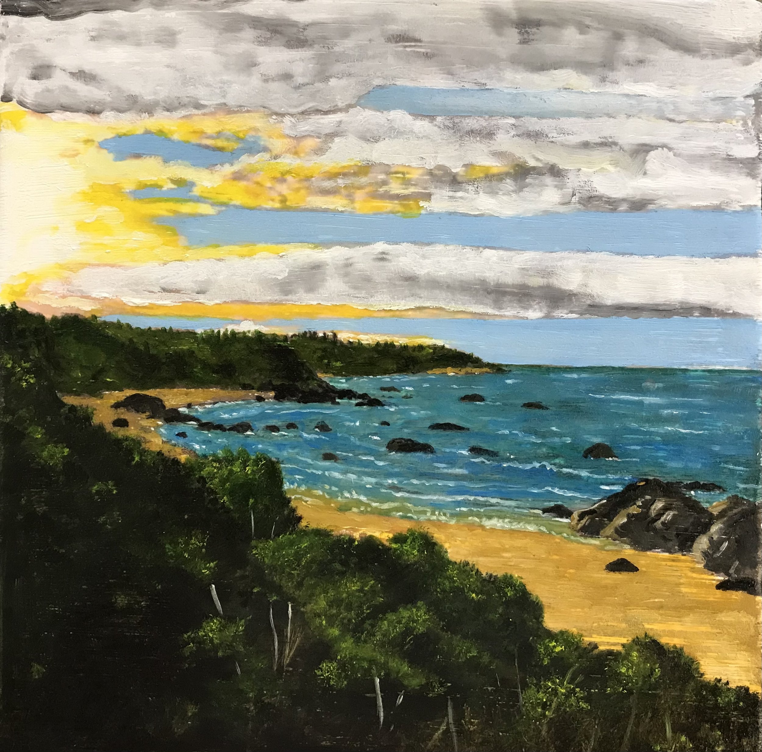 Nobbys Beach 3, 2025, oil on canvas, 20x20cm