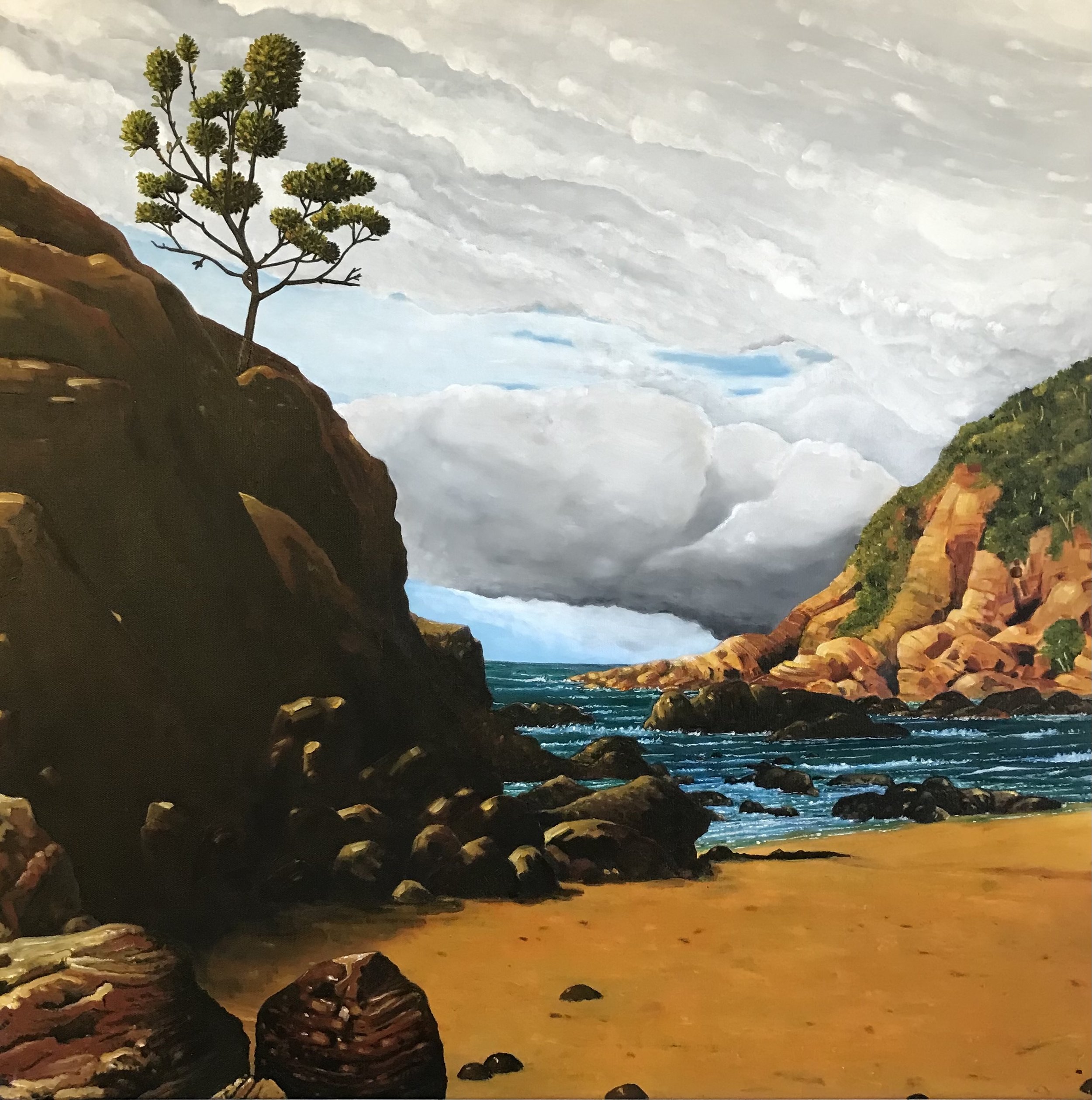 Nobbys Beach 1, 2025, oil on canvas, 71x71cm