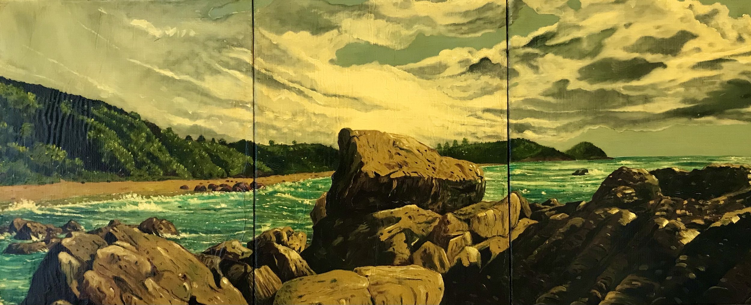 Shelly Beach, 2023, oil on canvas, 26x62cm SOLD