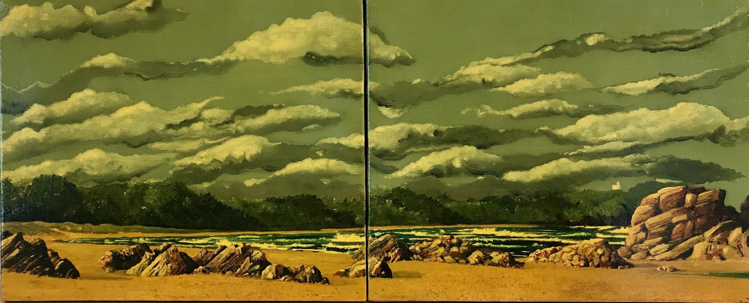 Lighthouse Beach, 2023, oil on canvas, 26x62cm SOLD