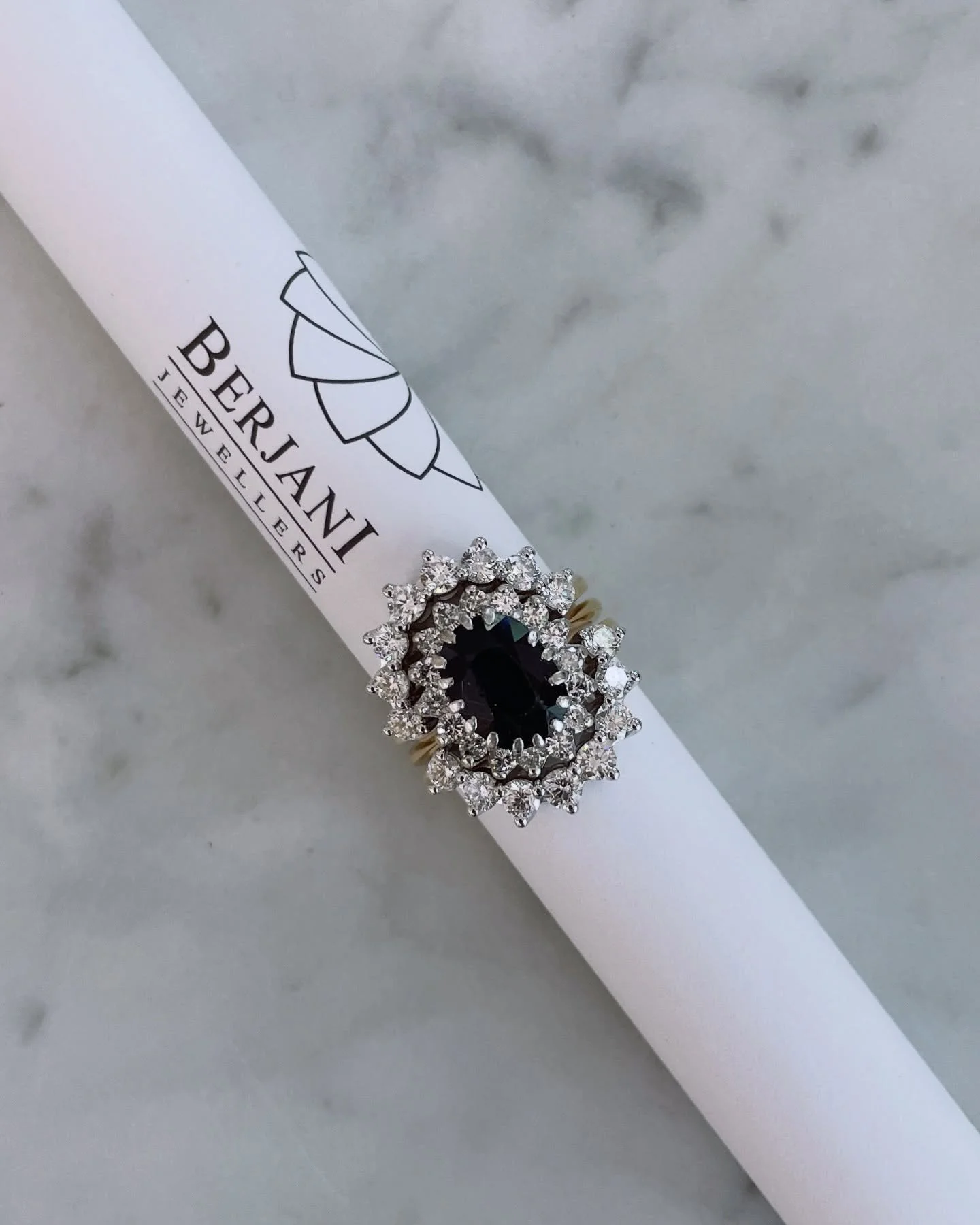 BERJANI Bespoke - A lovely client inherited this beautiful antique sapphire and diamond ring from her grandmother and wanted to add some more pizzazz to it&hellip; Berj, our resident designer and craftsman handcrafted these stunning diamond claw set 