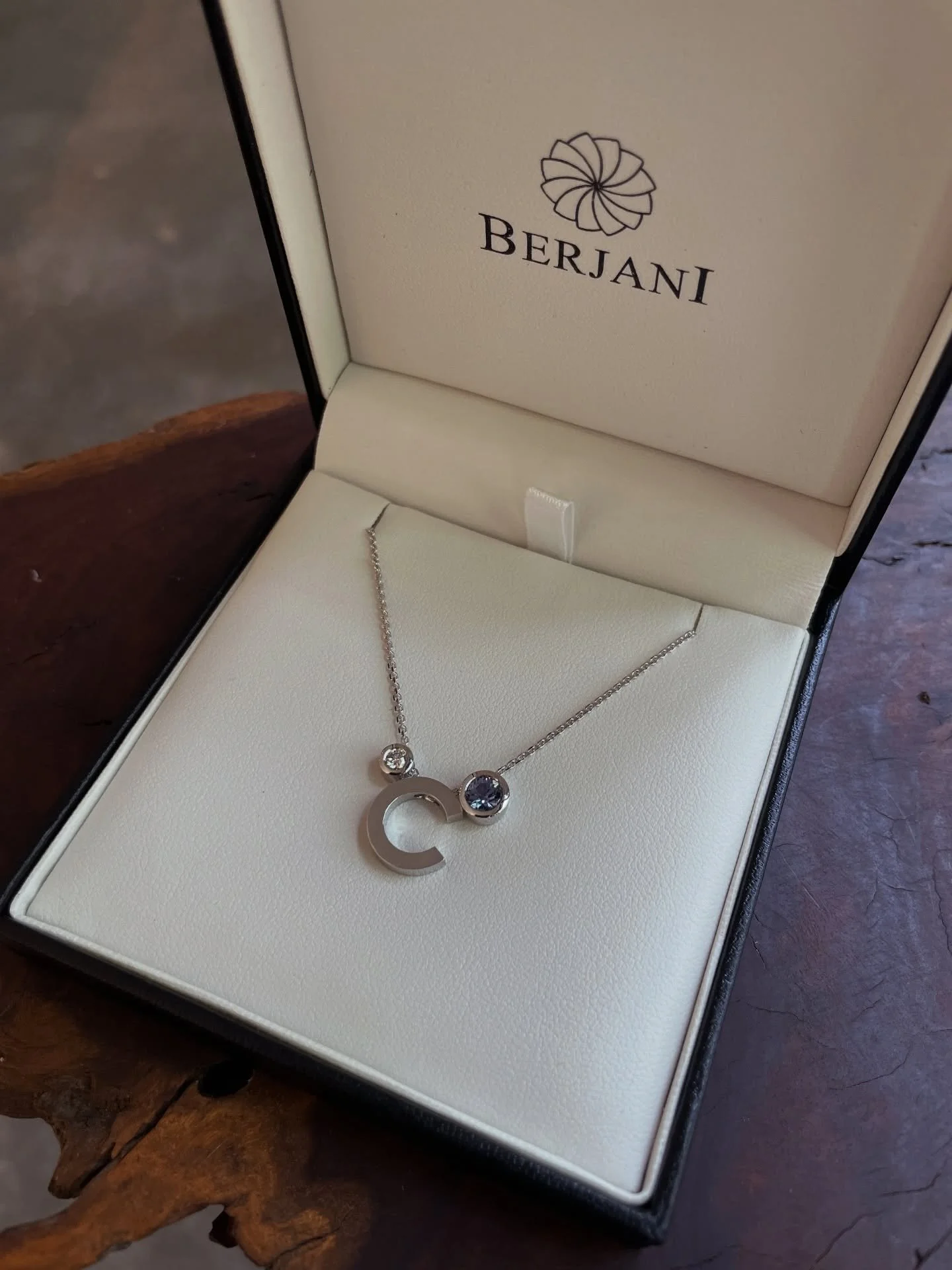 BERJANI Signature - Custom handmade white gold initial pendant with diamond and birthstone or favourite gemstone&hellip; Makes the perfect gift for any occasion&hellip; This one a loving gift to a beautiful daughter-in-law. 

#giftideas #gold #sapphi