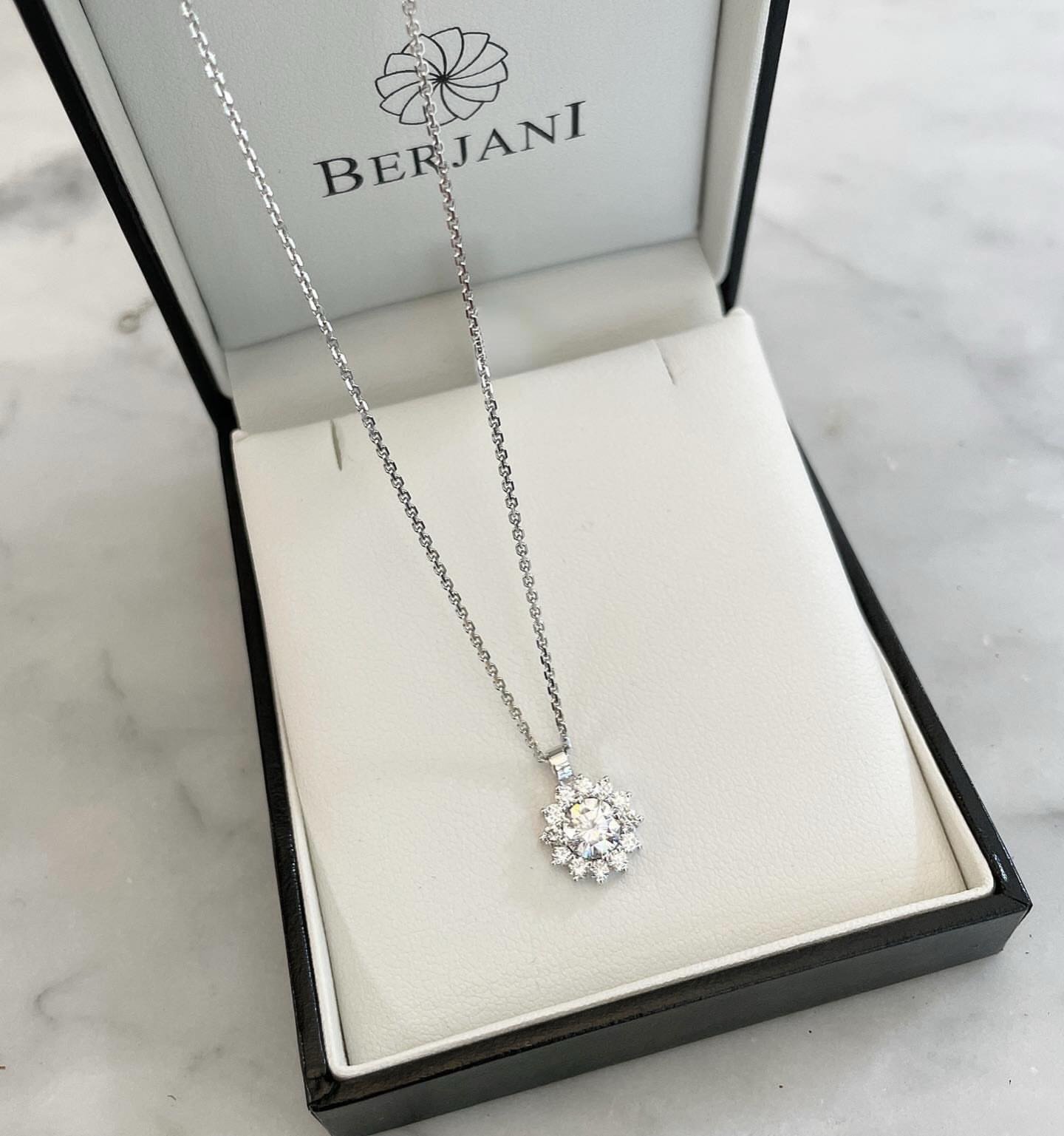 BERJANI Bespoke - A beautiful custom remake using the diamond from an old ring no longer worn&hellip; adding some more diamonds around it&hellip; Handcrafted in white gold and finished off with an Italian made chain&hellip; Voila! She loved it! 

#go