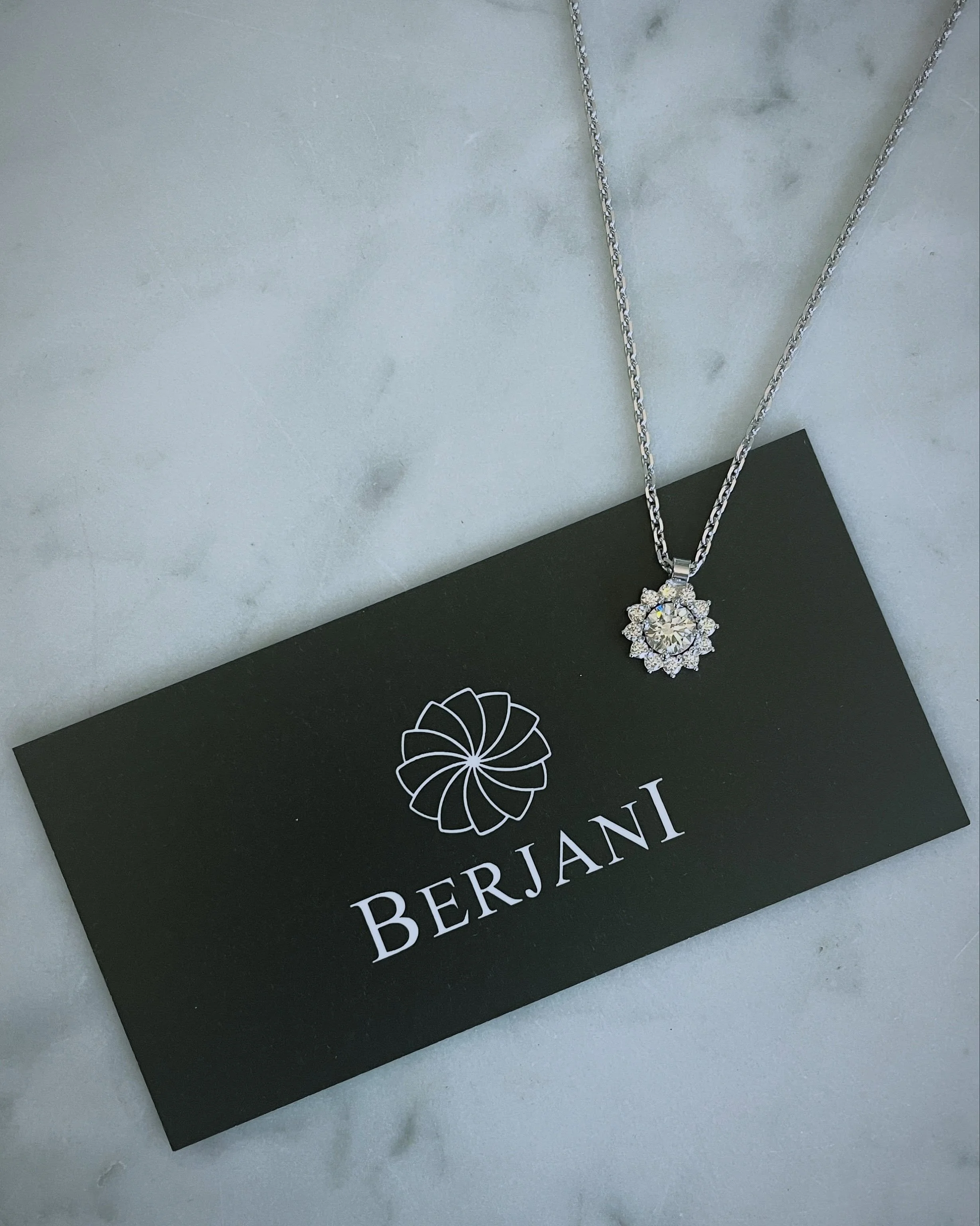 BERJANI Bespoke - Handcrafted in white gold, this stunning cluster style diamond pendant&hellip; A loving gift from a husband to his wife to celebrate the birth of their beautiful new baby.

#naturaldiamonds #pushpresent #mothersday #giftideas #finej