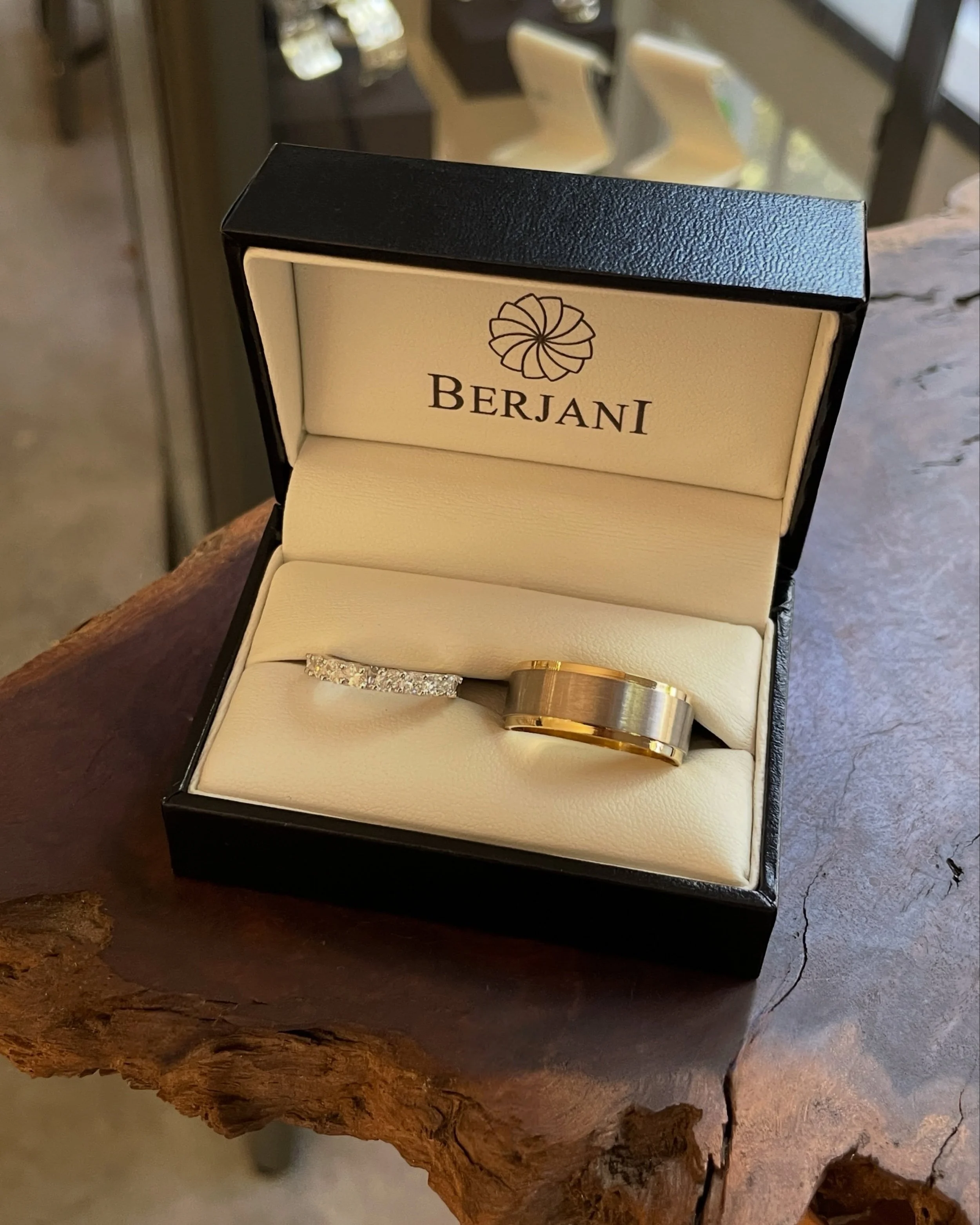 BERJANI Weddings - Custom made wedding rings, made with love for a beautiful couple&hellip; Her ring handcrafted in 18k white gold and set with perfectly cut oval diamonds&hellip; His ring handcrafted in 18k yellow and white gold&hellip; 

#weddingri