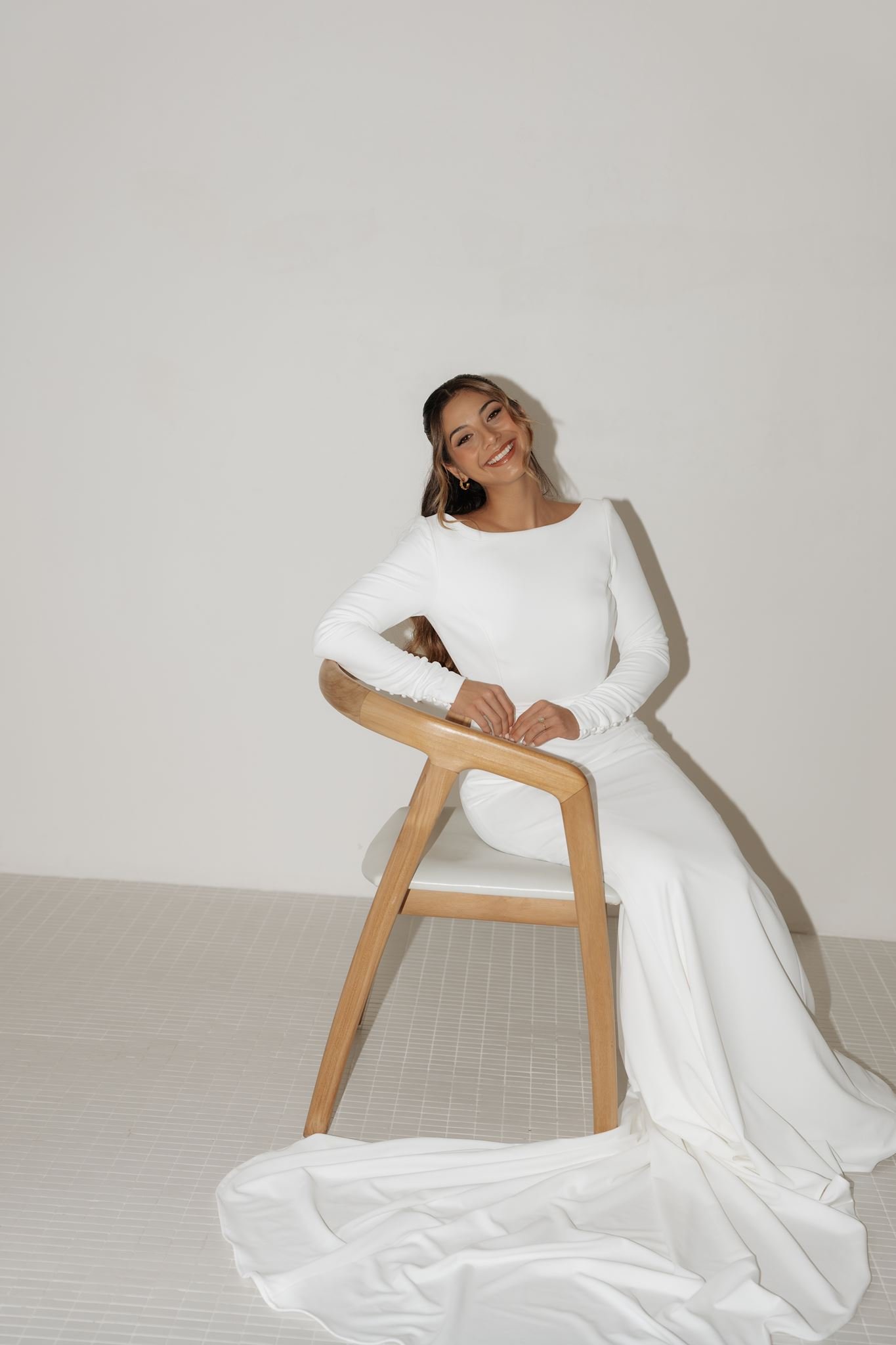 Erin Clare Bridal | Natalia Long Sleeve Crepe Gown | Australian Made Bridal