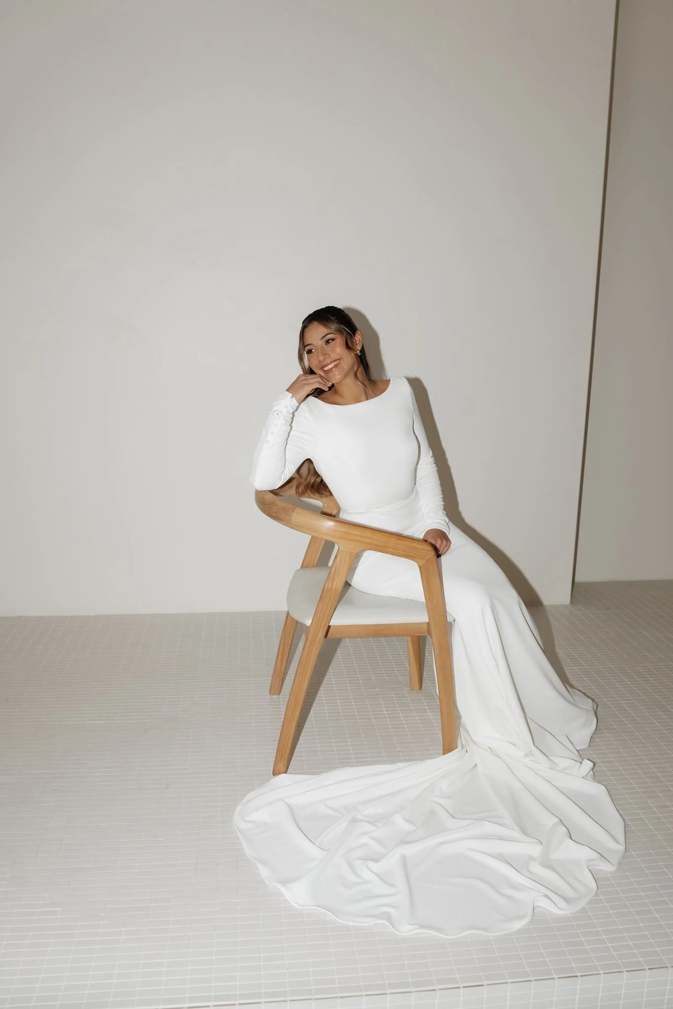 Erin Clare Bridal | Natalia Long Sleeve Crepe Gown | Australian Made Bridal