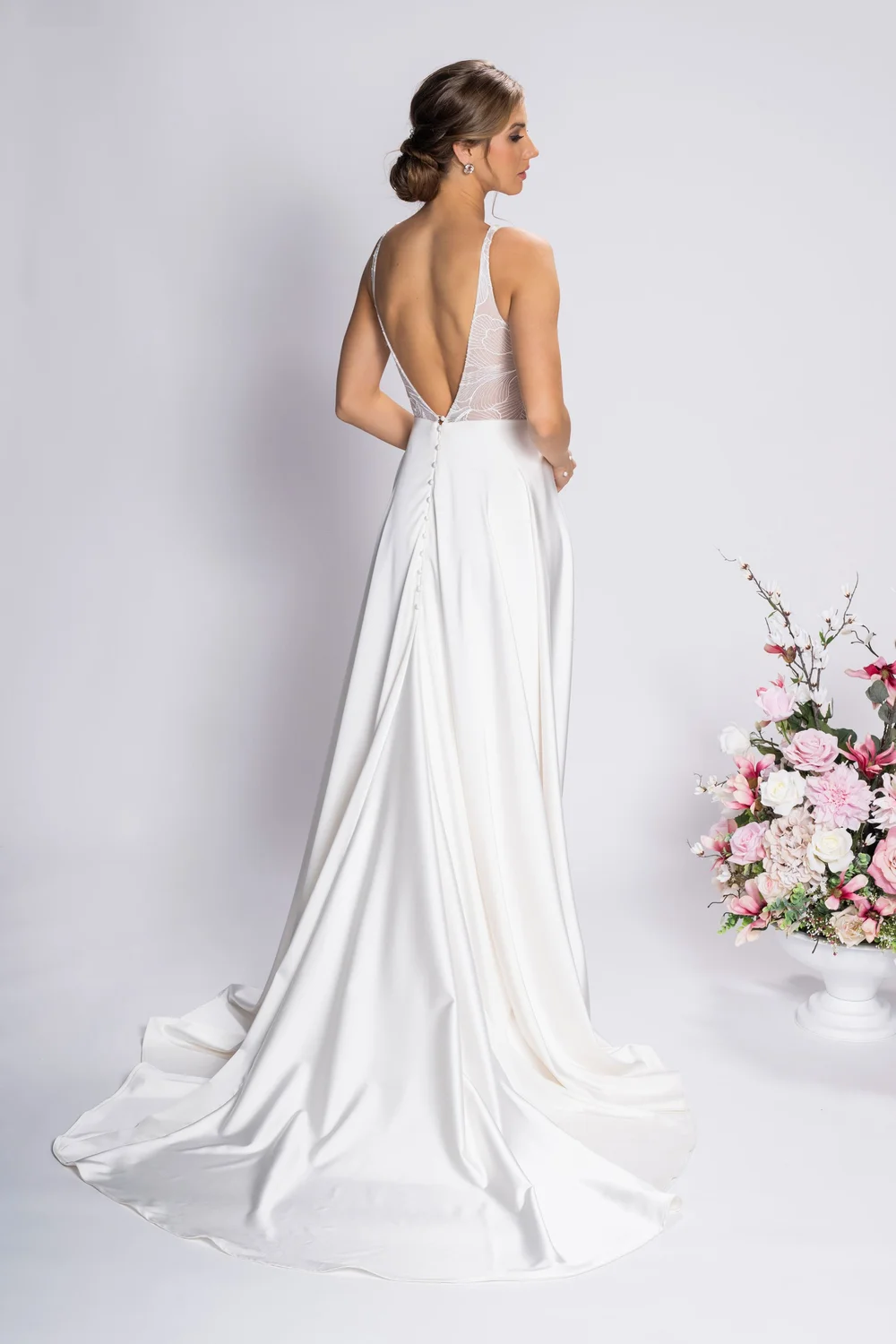 Georgiana Tiered Floral-Print Satin Gown main image 0