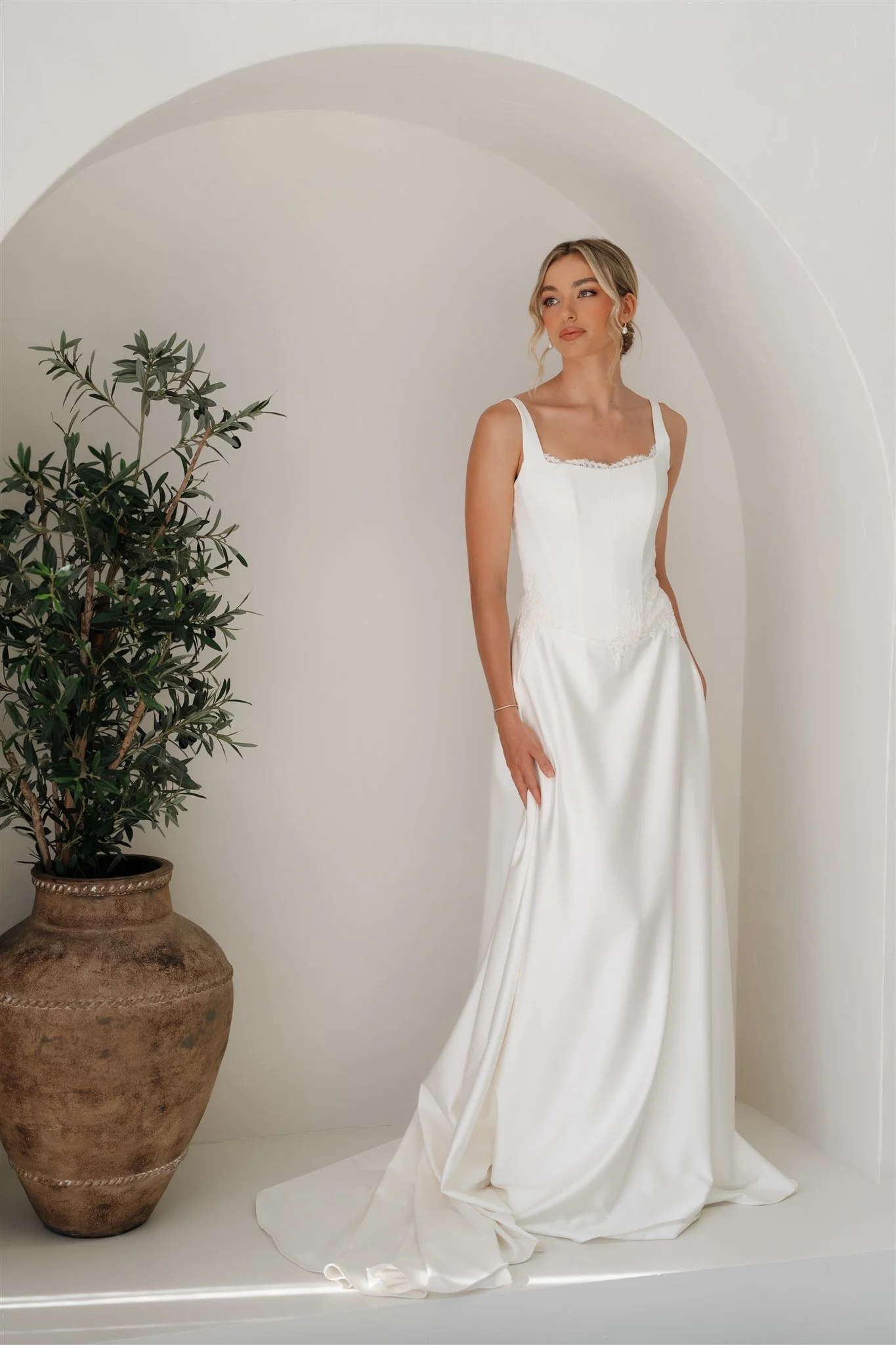 Erin Clare Bridal | Jasmine Satin A-line Gown | Wedding Dresses Australia