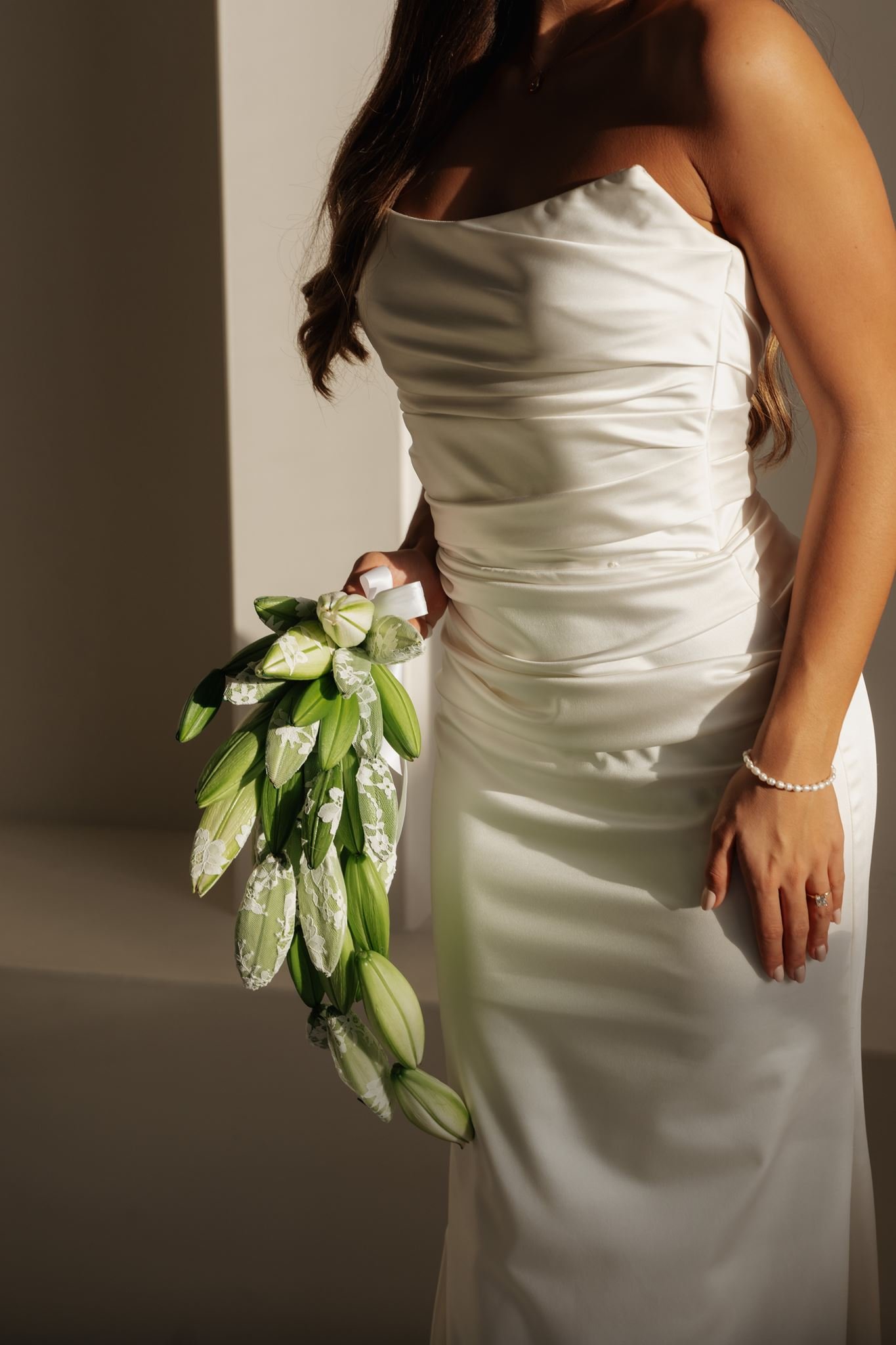 Erin Clare Bridal Gemma Strapless Satin Gown with Wrap